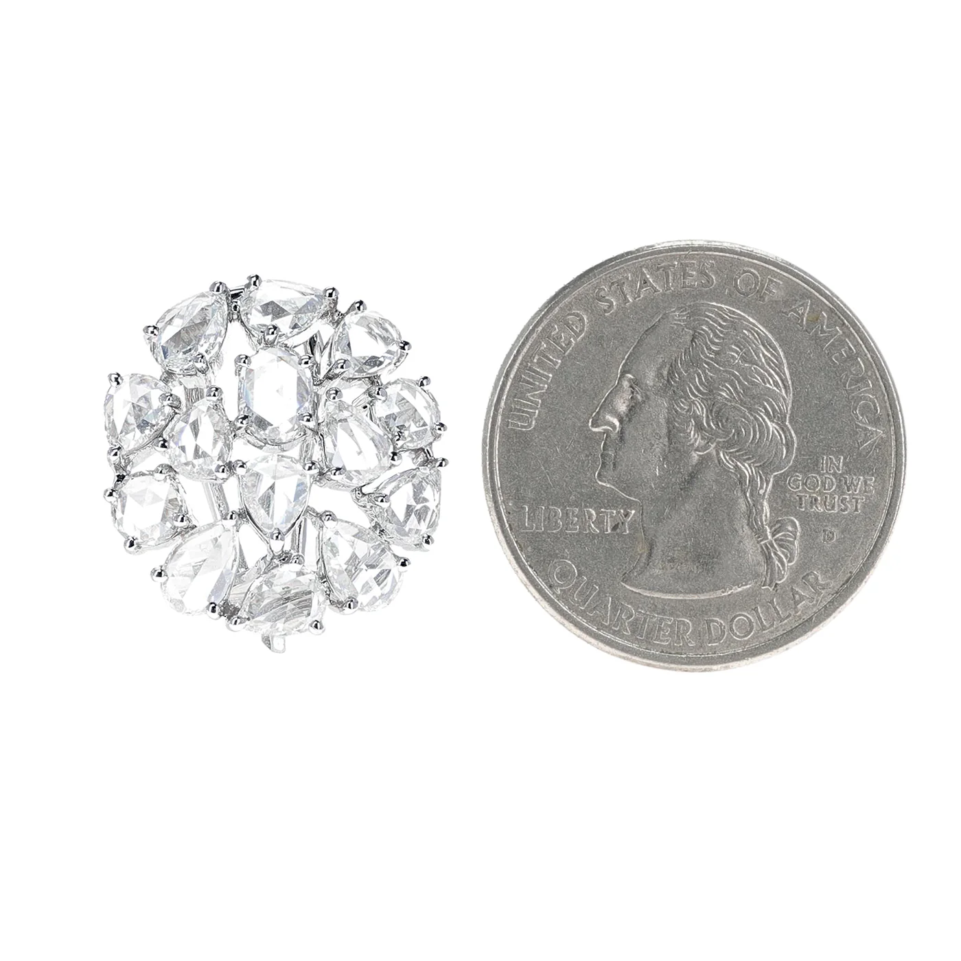 5.87 ct. White Diamond Rose Cut Earrings, 18K White Gold