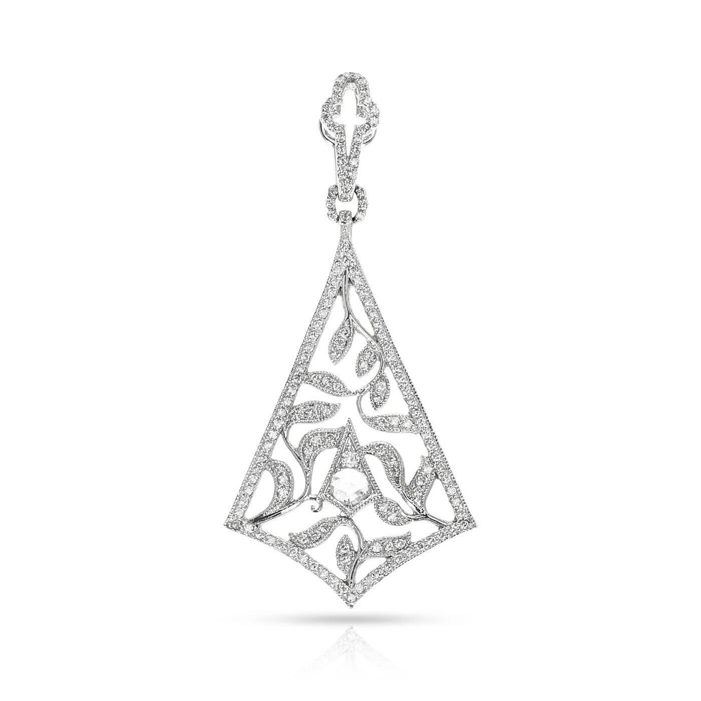 Diamond Rose Cut and Round Diamond Kite-Shape Pendant