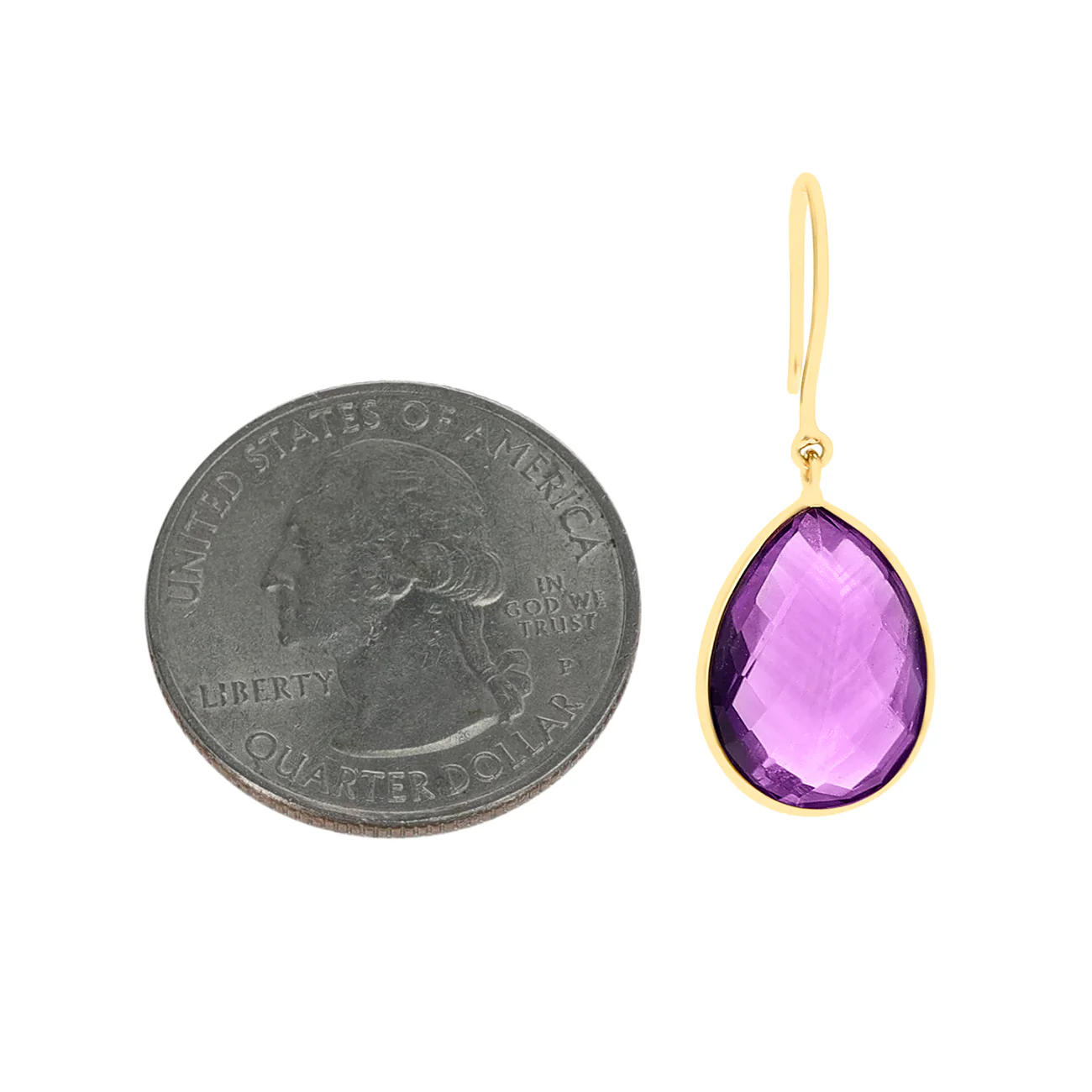 Amethyst Pear Shape Dangling Earrings made in 18 Karat Yellow Gold.