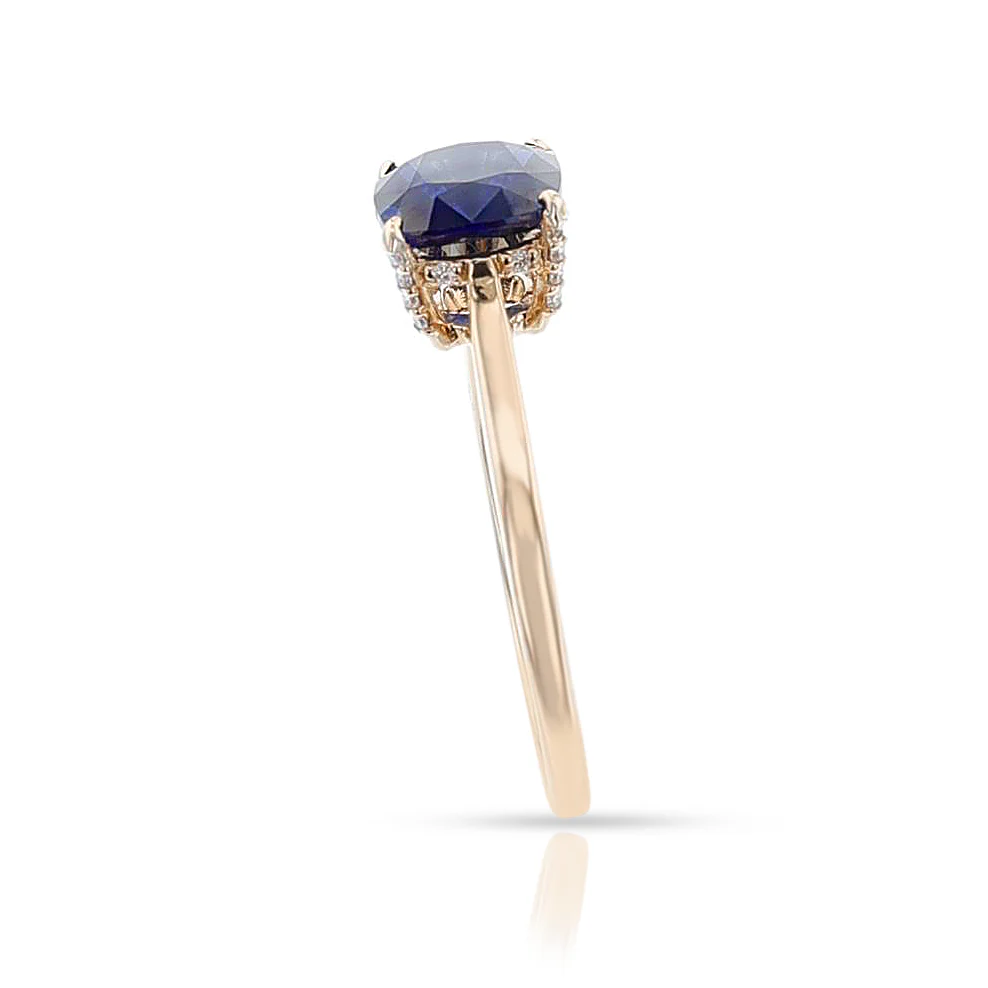 GIA Certified 1.69 ct. Unheated Burma Sapphire Ring with Diamonds, 14k Yellow