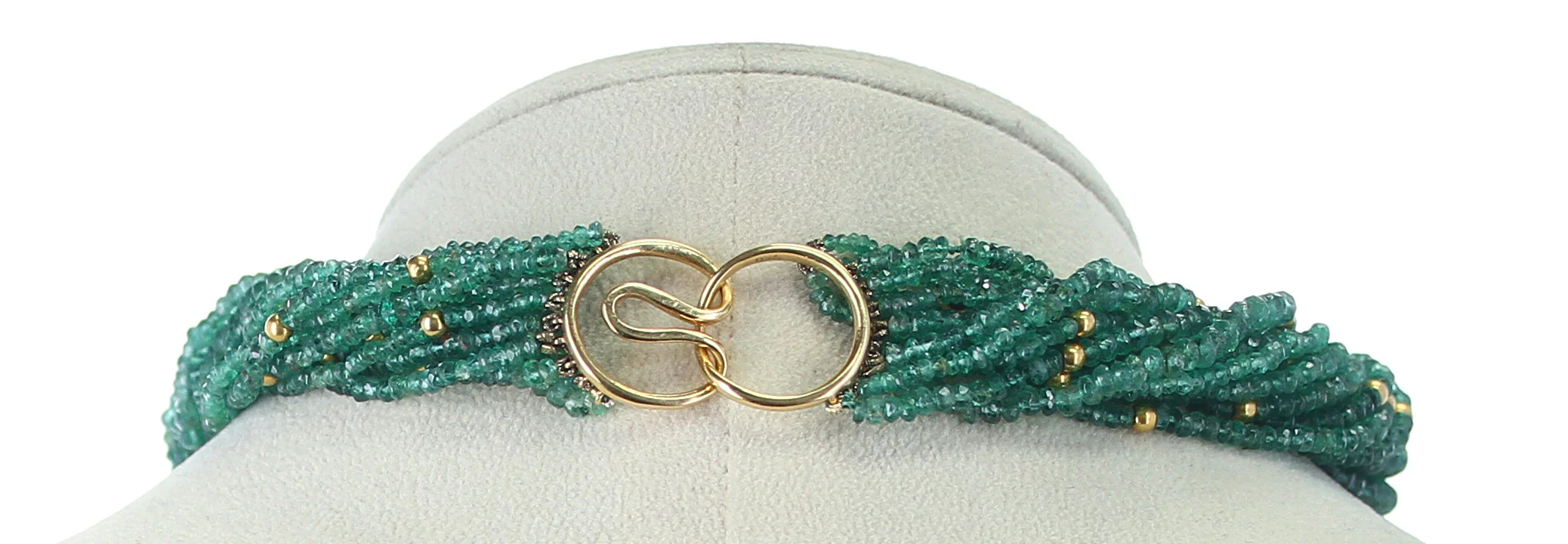 Genuine & Natural Emerald Faceted with Gold Beads Choker Necklace