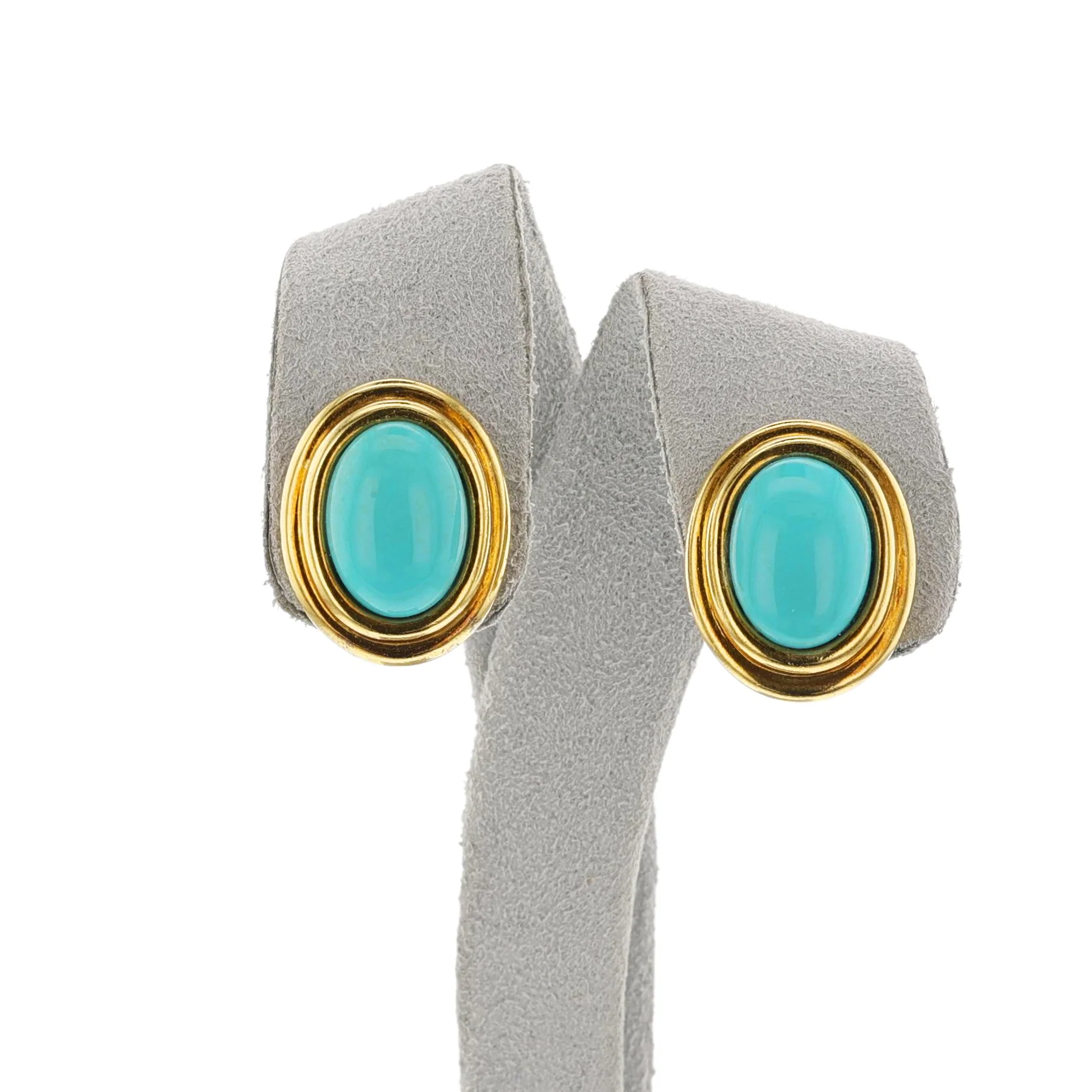 Tiffany & Co. Turquoise Cabochon and Gold Earrings, 18K