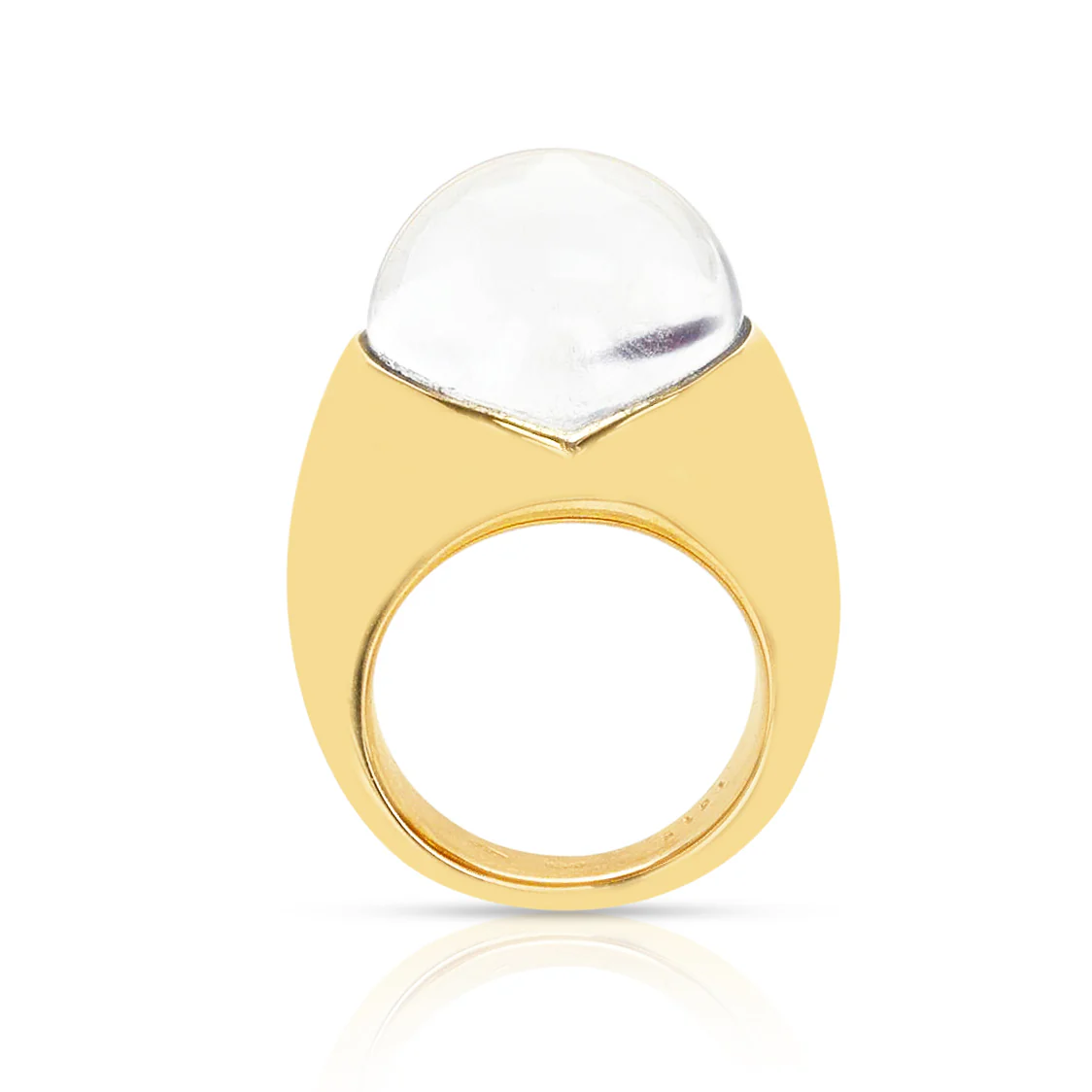 Mauboussin Clear Crystal with Dark Tint and Diamond Dome Ring, 18K