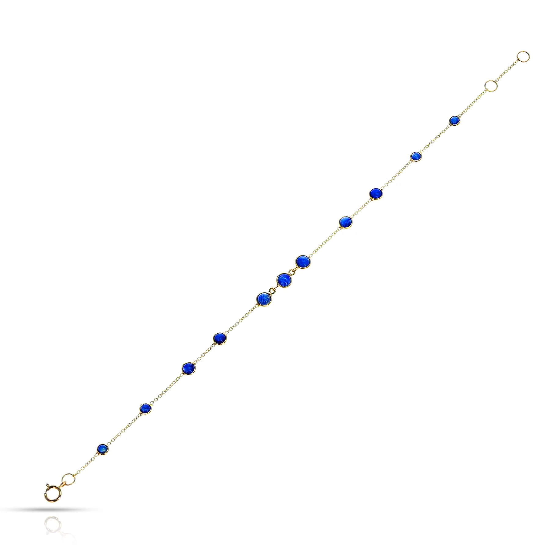 Round Cabochon Gemstone Bracelet, 18k Yellow Gold