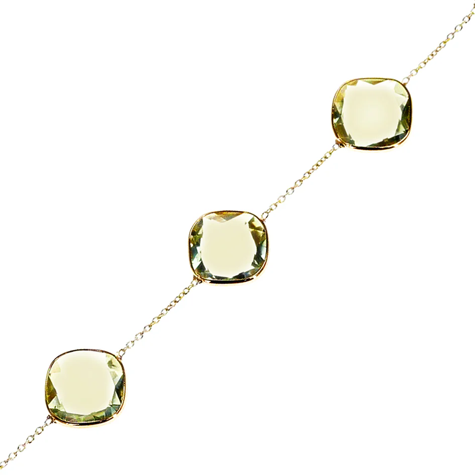 Round Lemon Topaz Adjustable Bracelet, 18k Yellow Gold
