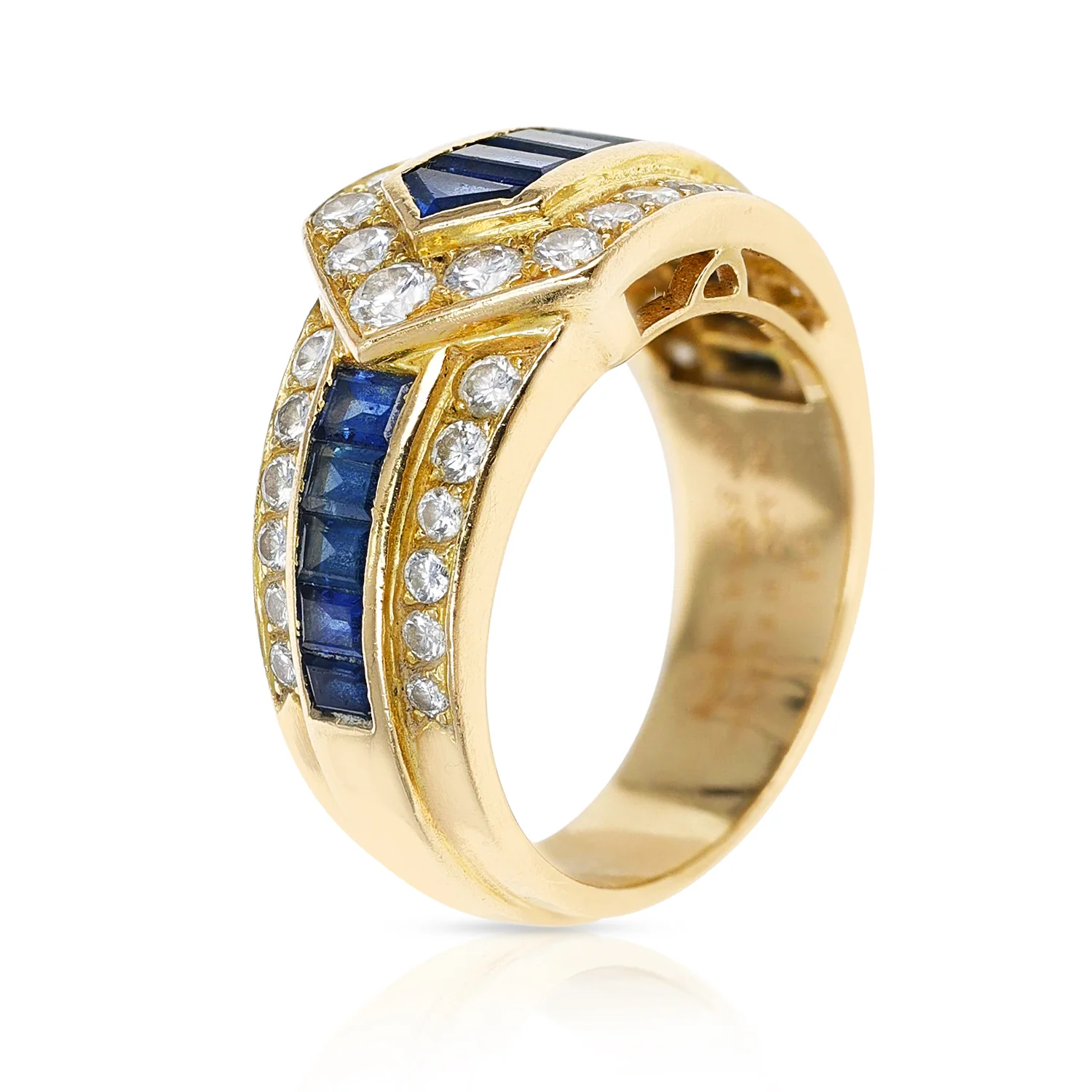 Van Cleef & Arpels Sapphire and Diamond Arrow Band Ring, 18K Yellow