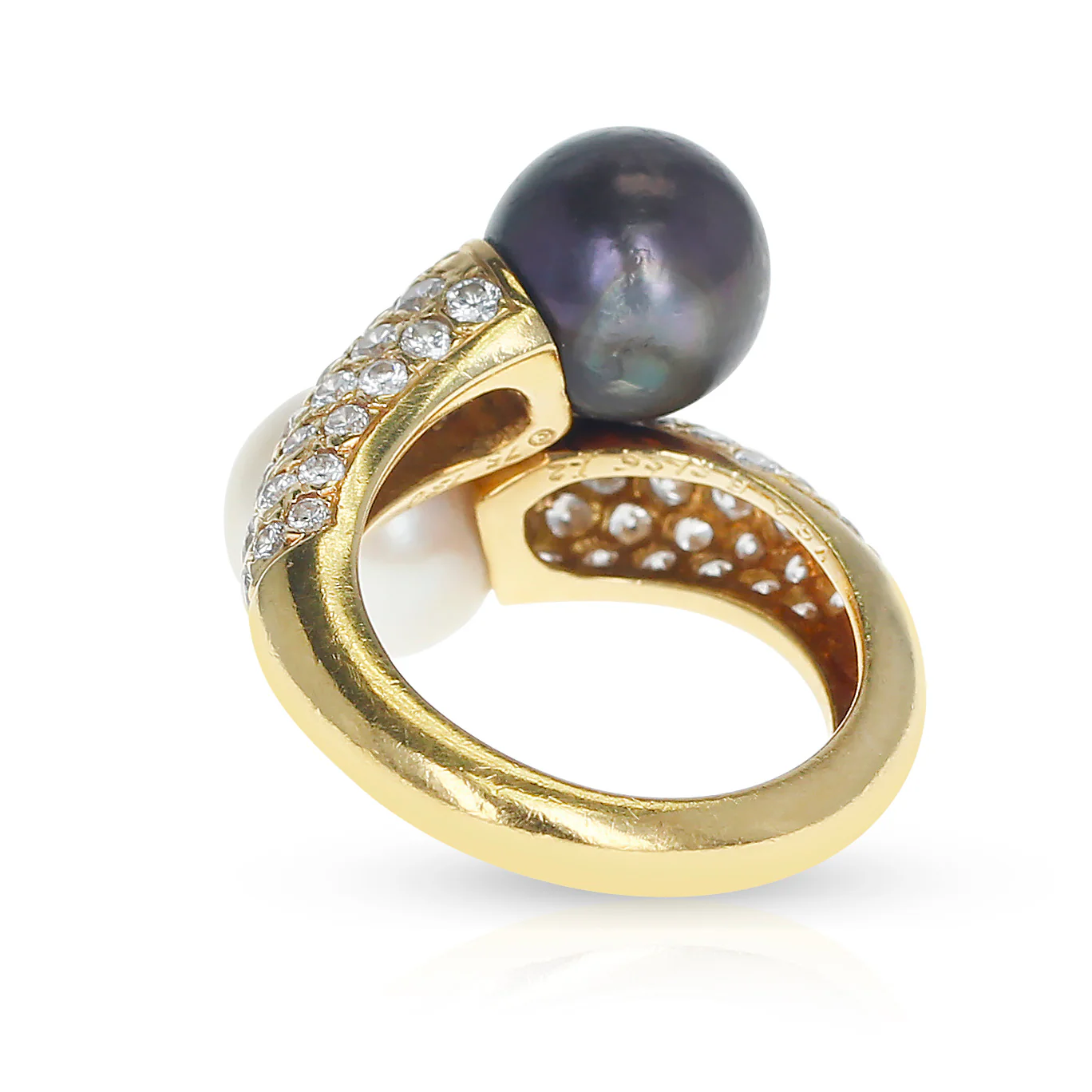 Van Cleef & Arpels Toi Et Moi 9.5MM Pearl and Diamond Ring, 18K Yellow Gold