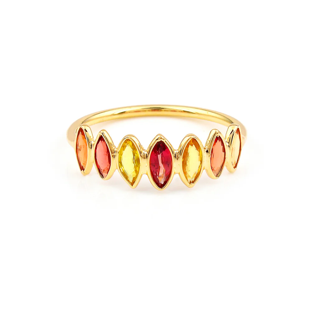 Multi Sapphire single Layer Band, 18K Gold
