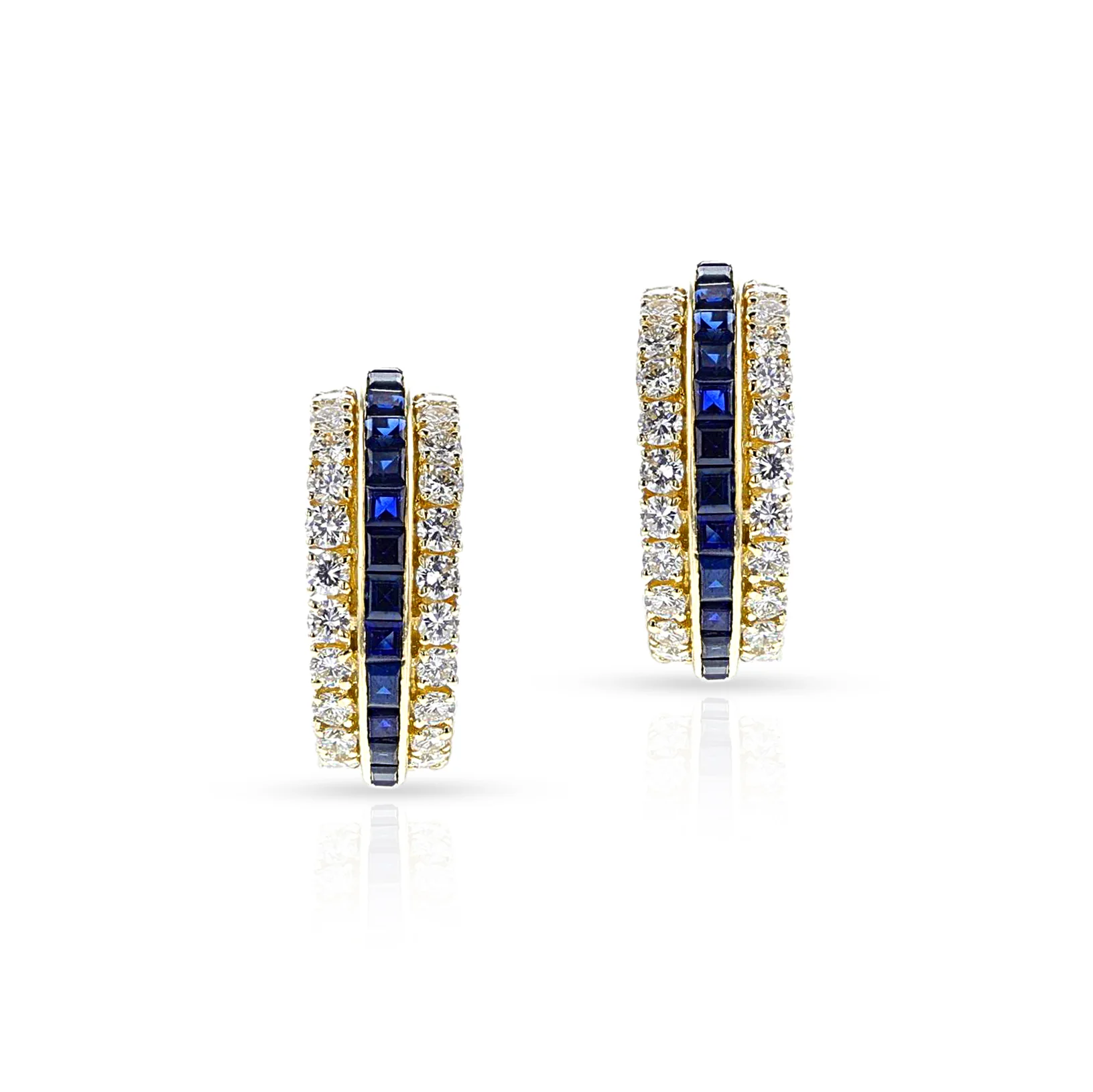 Van Cleef & Arpels Sapphire and Diamond Half Hoop Earrings, 18k