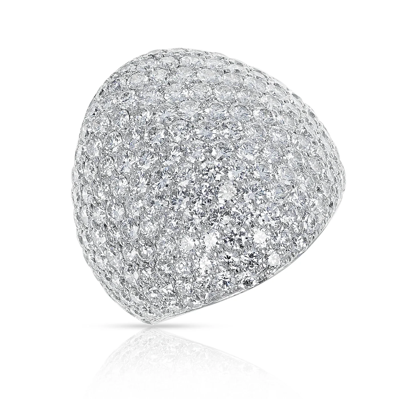 3.50 carats 201 Round White Diamonds Bombe Cocktail Ring, 18 Karat White Gold