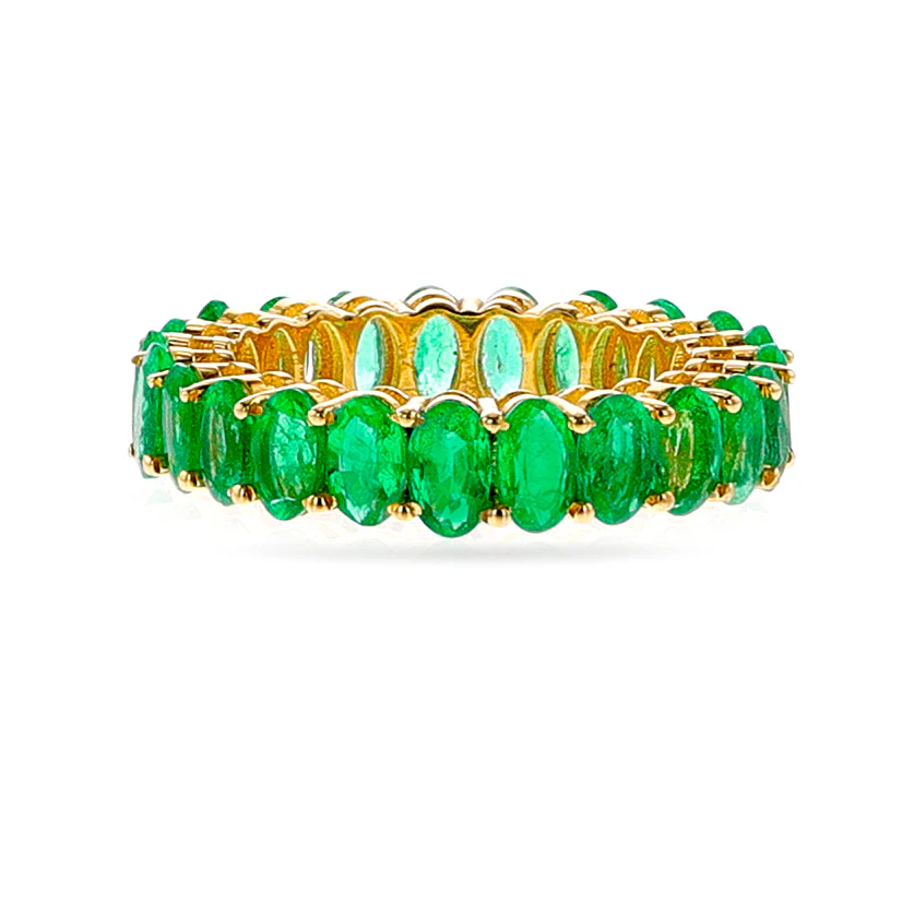Emerald Oval Eternity Band, 14k