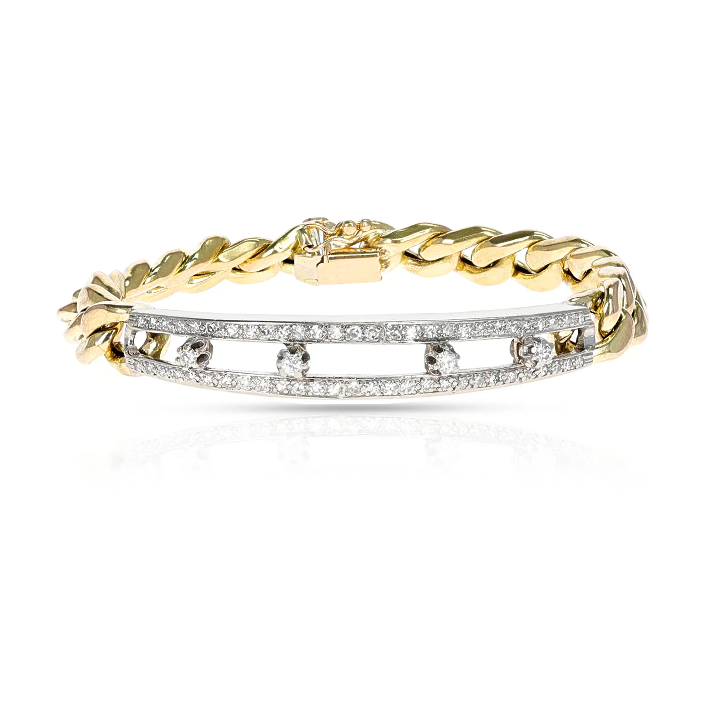 14k Yellow and White Gold with Diamonds Chain Men's Bracelet
