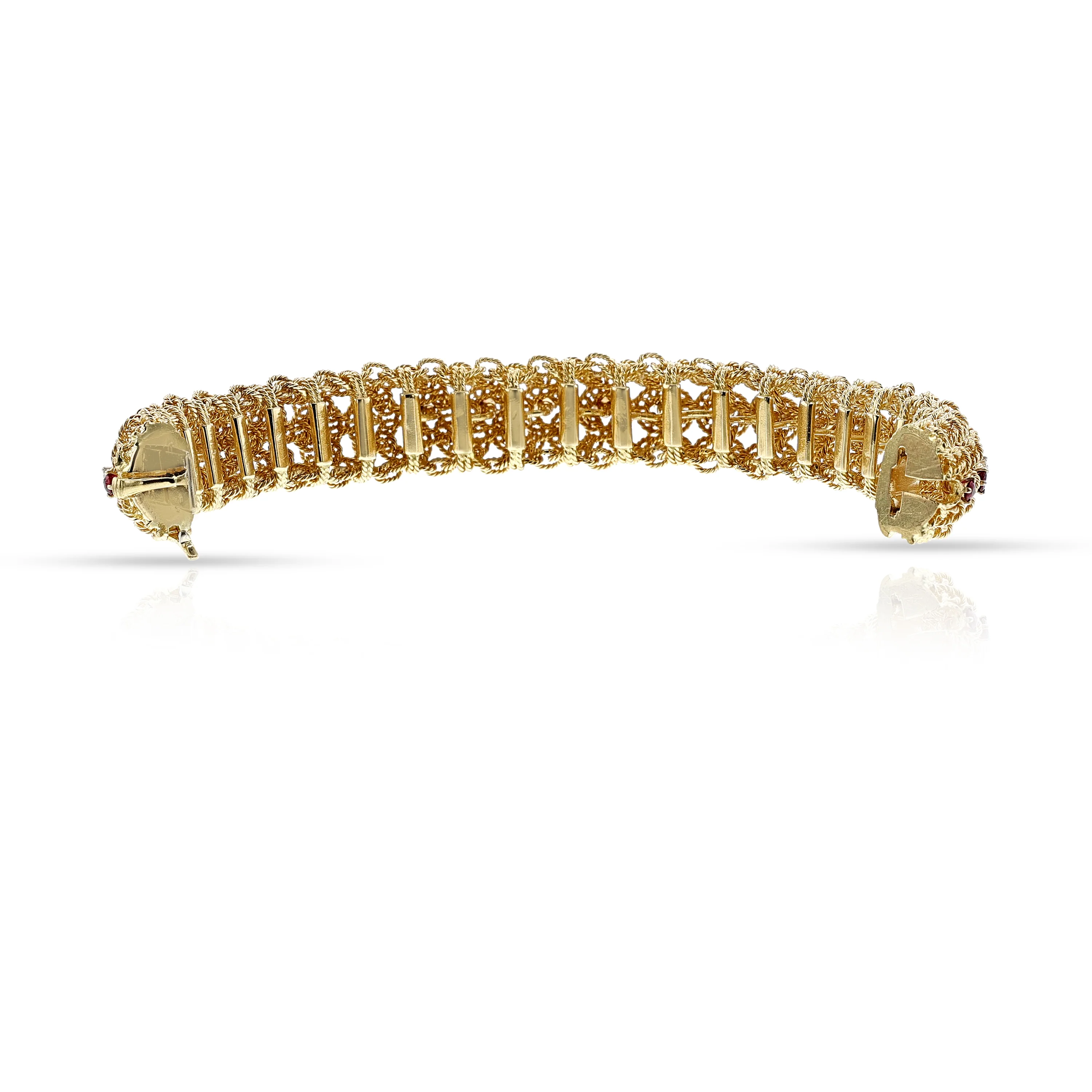 Georges L’Enfant Ruby and Diamond Rope-Work Bracelet, 18k