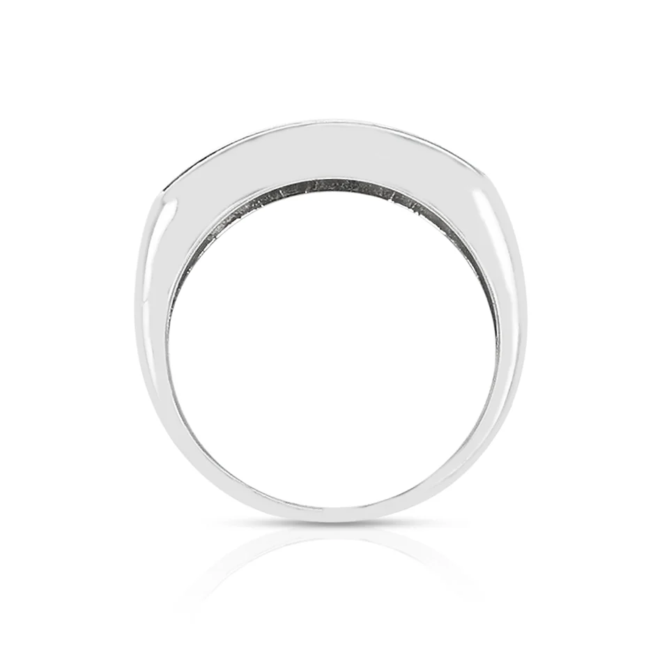 Three Row Square Shape 1 ctw. Diamond Band Ring, Platinum