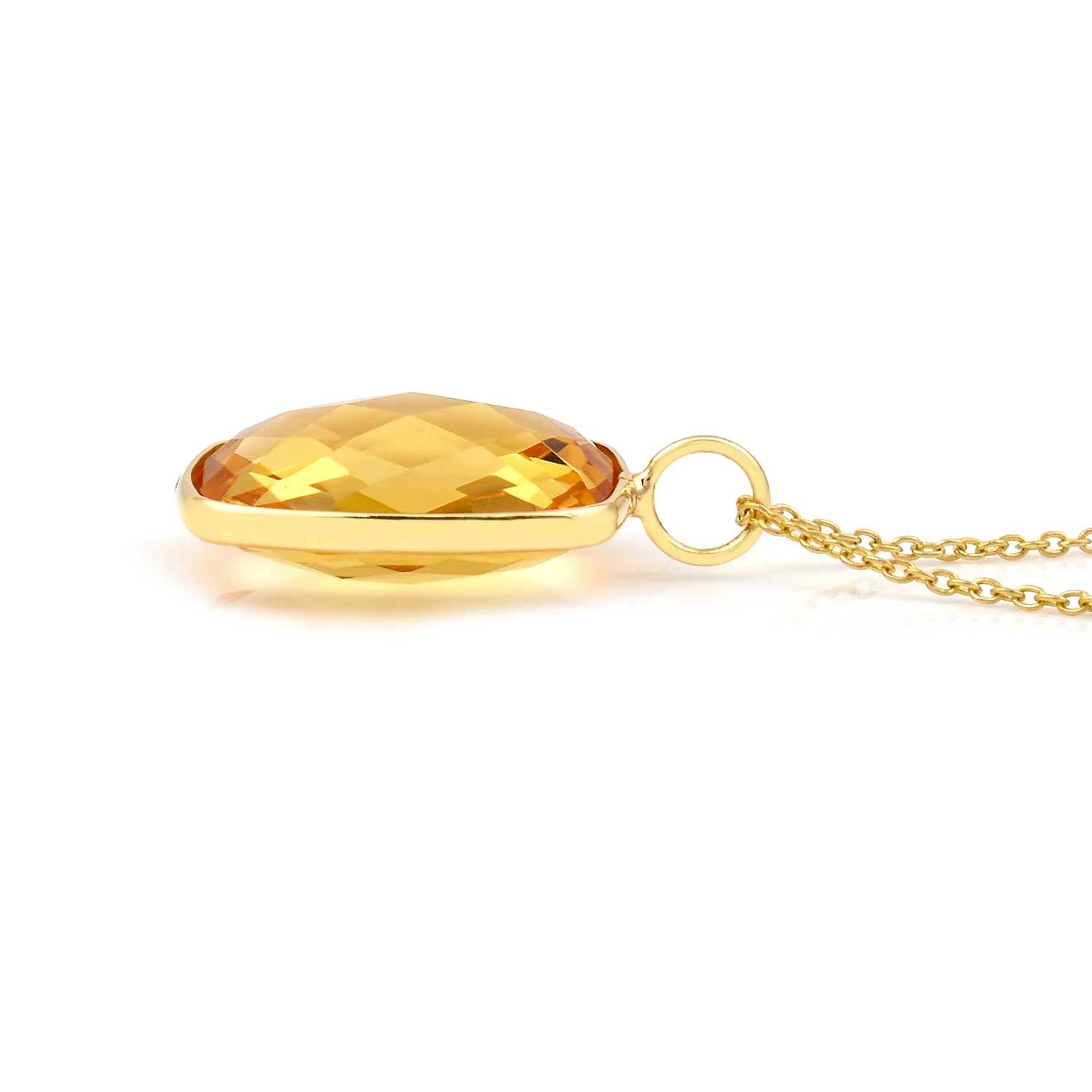 Rectangular Shape Citrine Pendant, 18K Yellow Gold