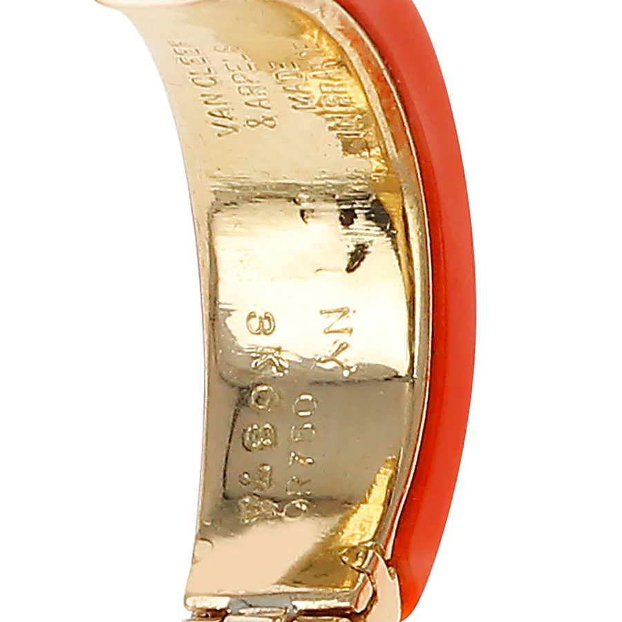 Van Cleef & Arpels Coral Hoop Earrings 18 Karat Yellow Gold