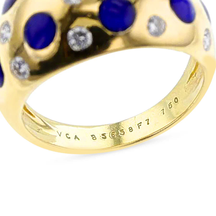 Van Cleef & Arpels Plique a Jour Enamel and Diamond Earring and Ring Set, 18k