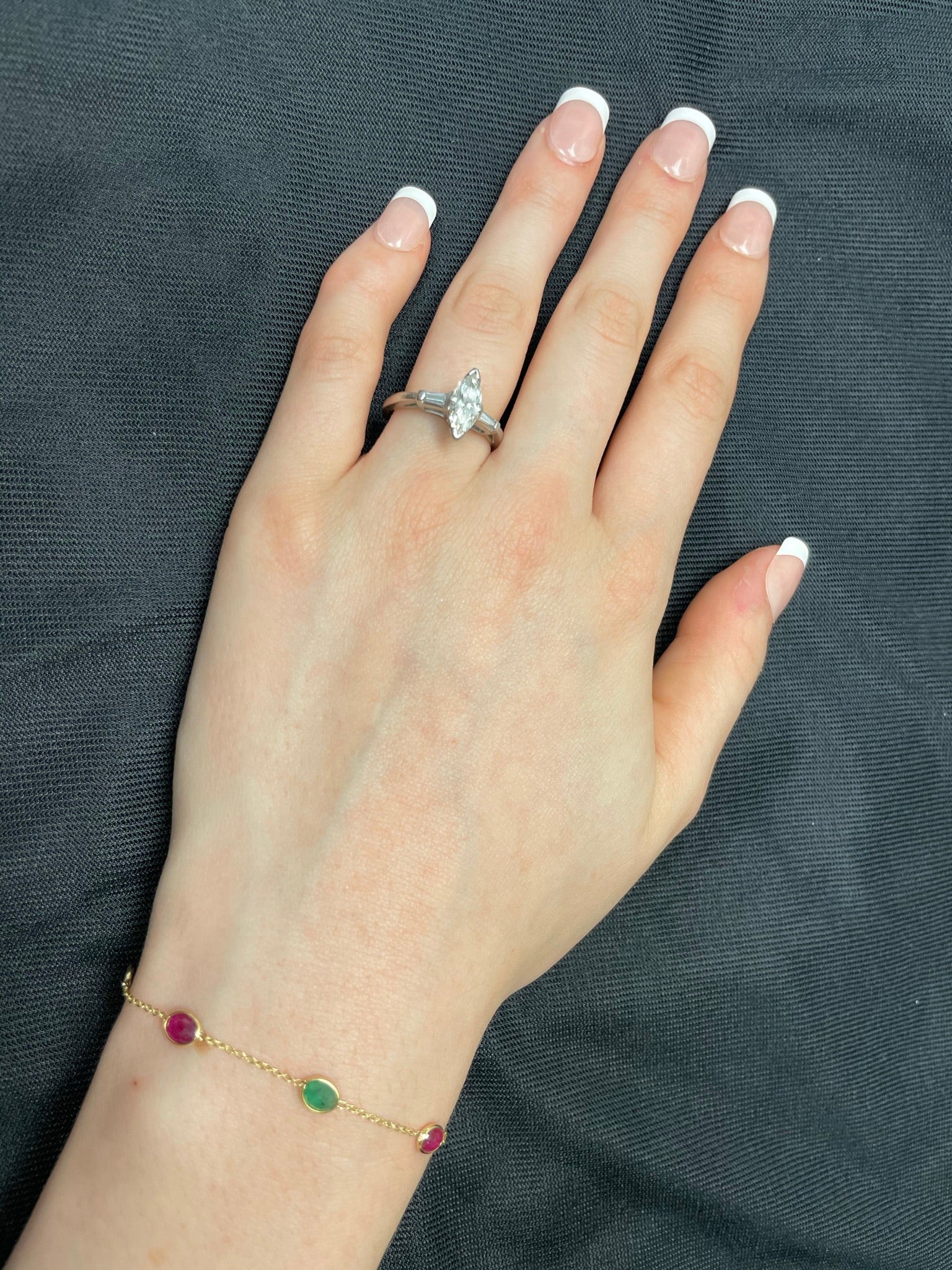 4 x 6 Oval Genuine Ruby and Emerald 18k Yellow Gold Adjustable Bracelet