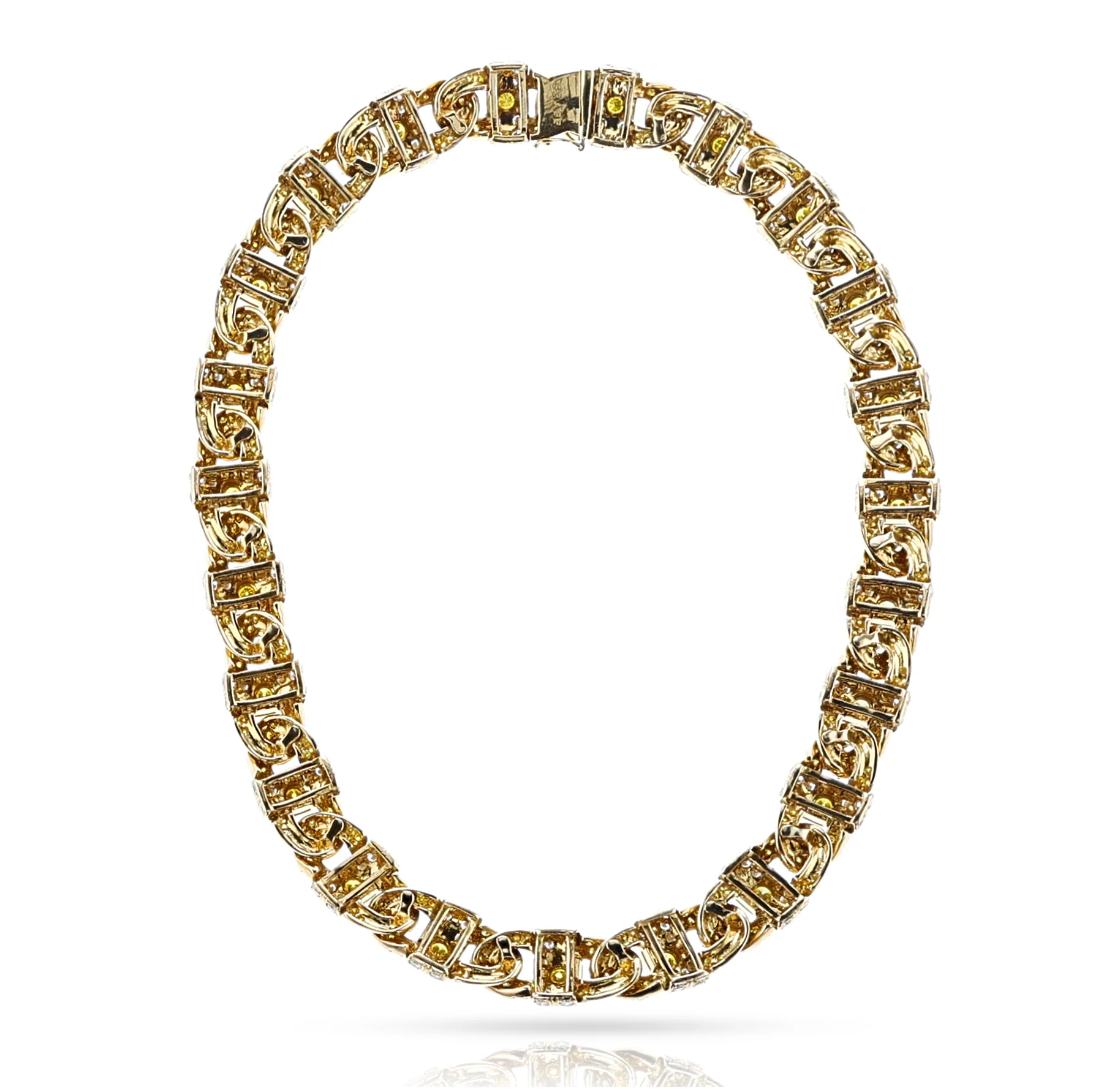 GIA Certified GRAFF Natural Yellow and White Diamond Necklace