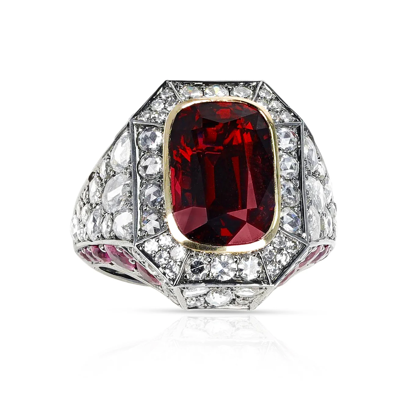 5.22 ct. Unheated Vivid Red Burma Spinel Ring, 18k