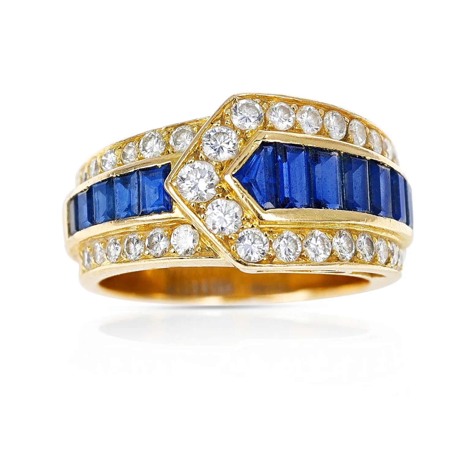 Van Cleef & Arpels Sapphire and Diamond Arrow Band Ring, 18K Yellow