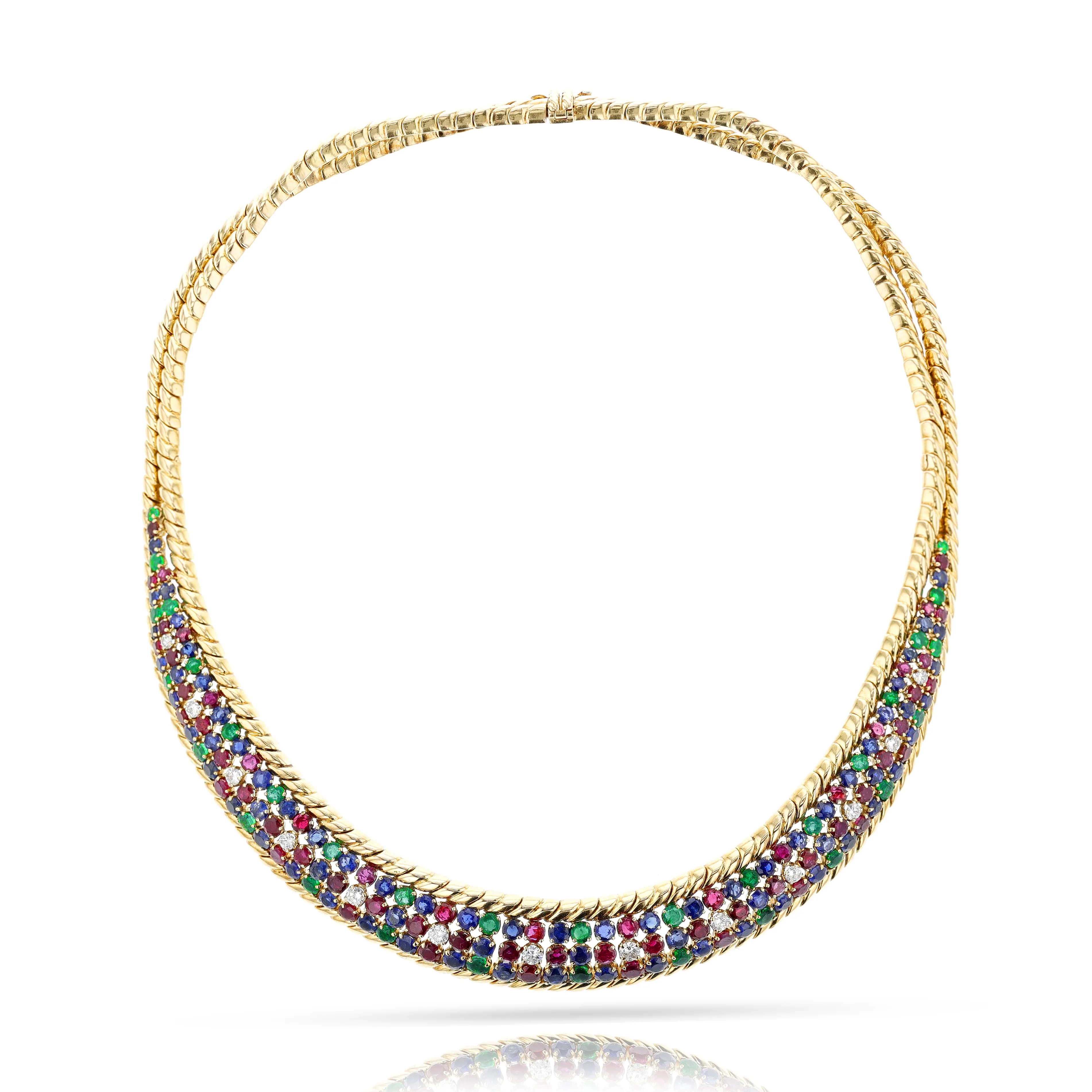 Mauboussin Ruby, Emerald, Sapphire and Diamond Necklace, 18k