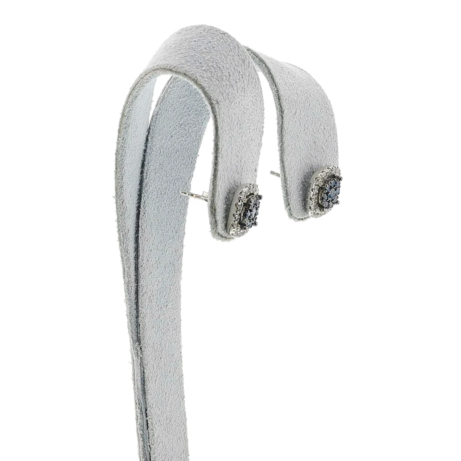 Blue Diamond and White Diamond Square Studs, 18K