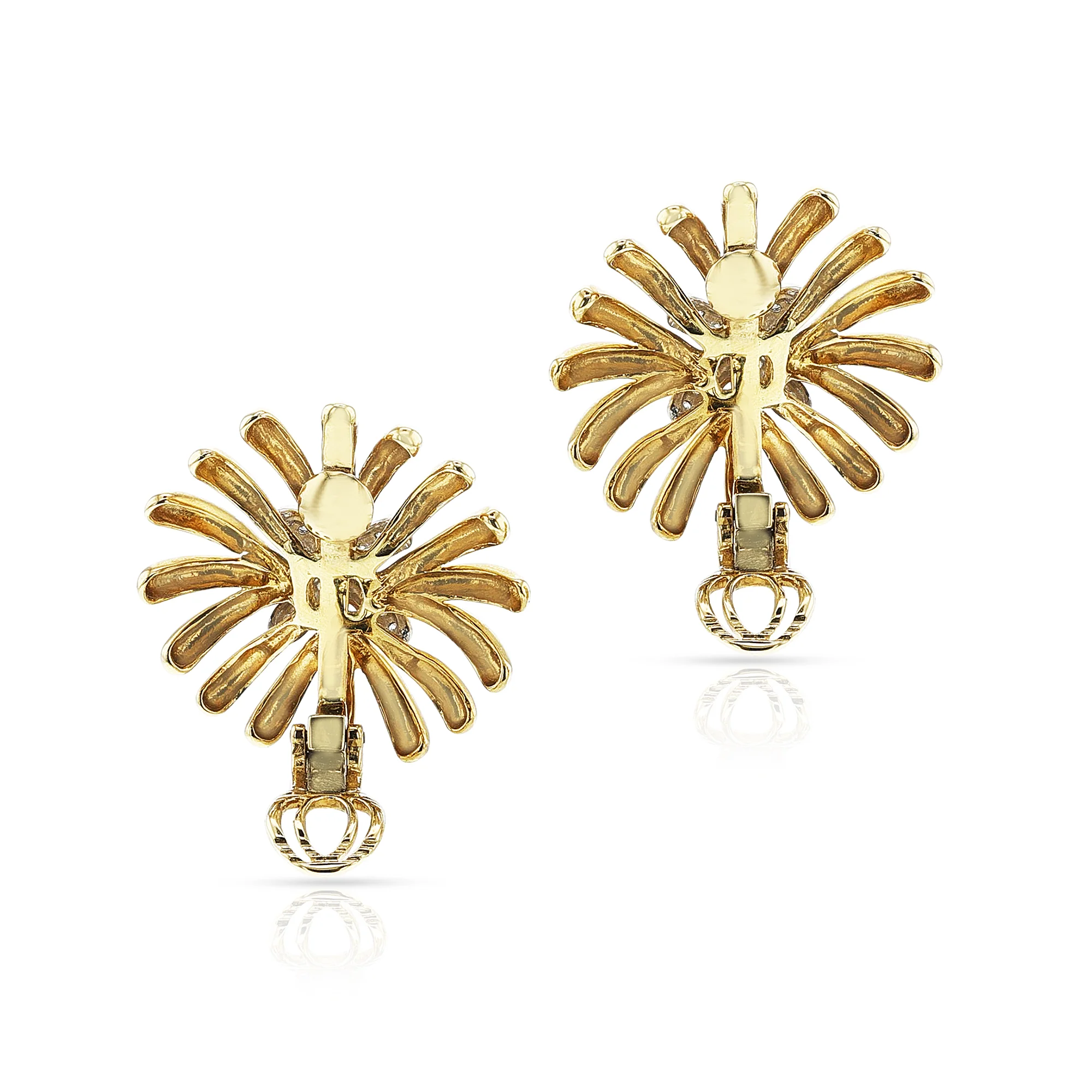 Gold and Diamond Flower Earrings, 18k