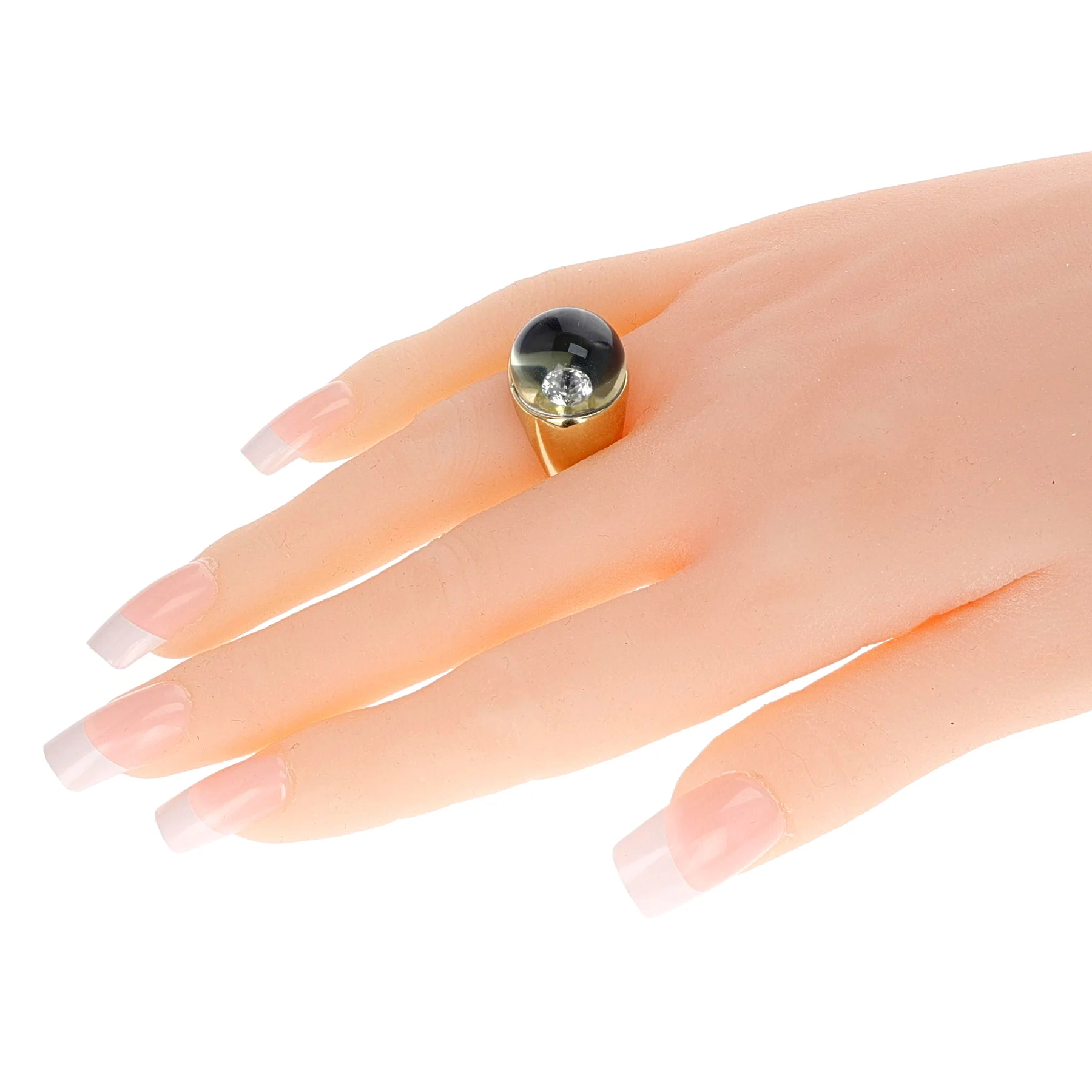 Mauboussin Clear Crystal with Dark Tint and Diamond Dome Ring, 18K