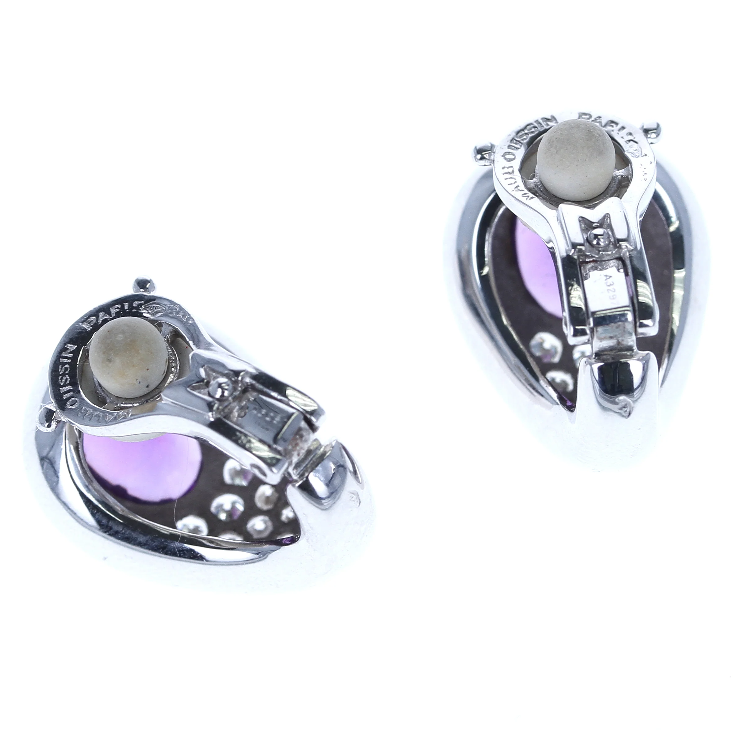 Mauboussin 2.20 ct. Amethyst and 0.42 ct. Diamond Earrings, 18K Gold