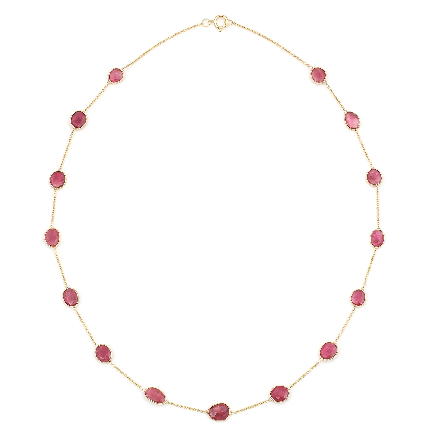 Mixed Shape Tourmaline Necklace, 18 Karat Gold