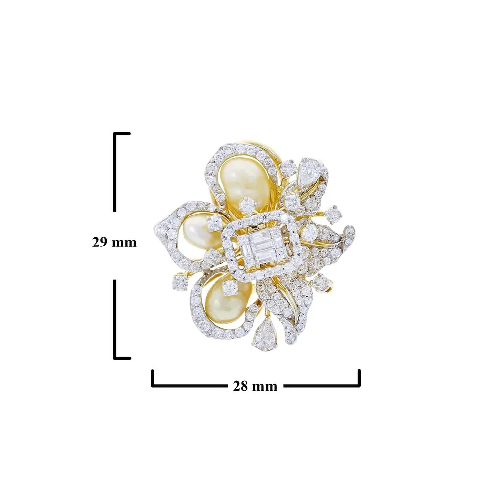 Fine Ribbon-Style Pearl and Diamond Earrings, 18K Yellow Gold