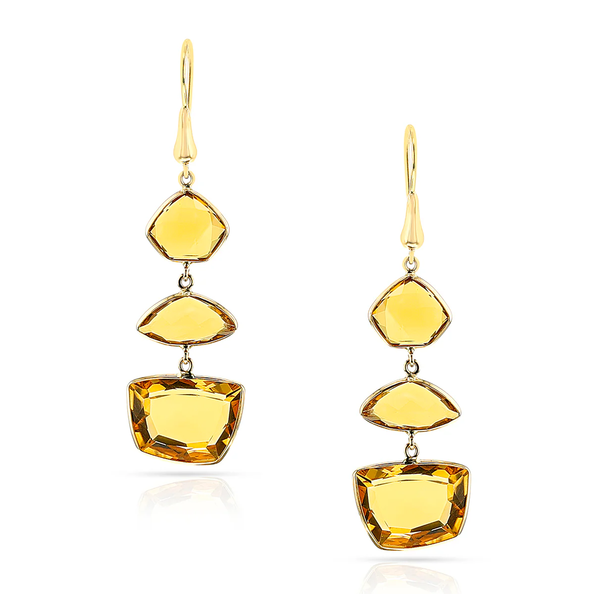 Mixed-Shape Citrine Dangling Hoop Earrings, 18k