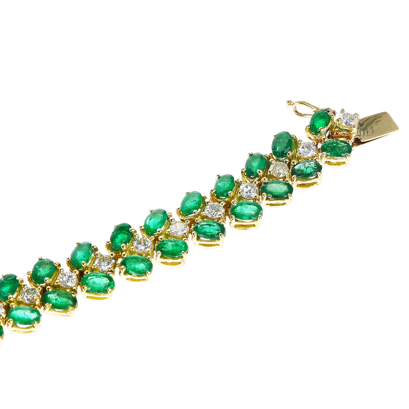 Moroni Italy Oval Emerald and Round Diamond Bracelet, 18K