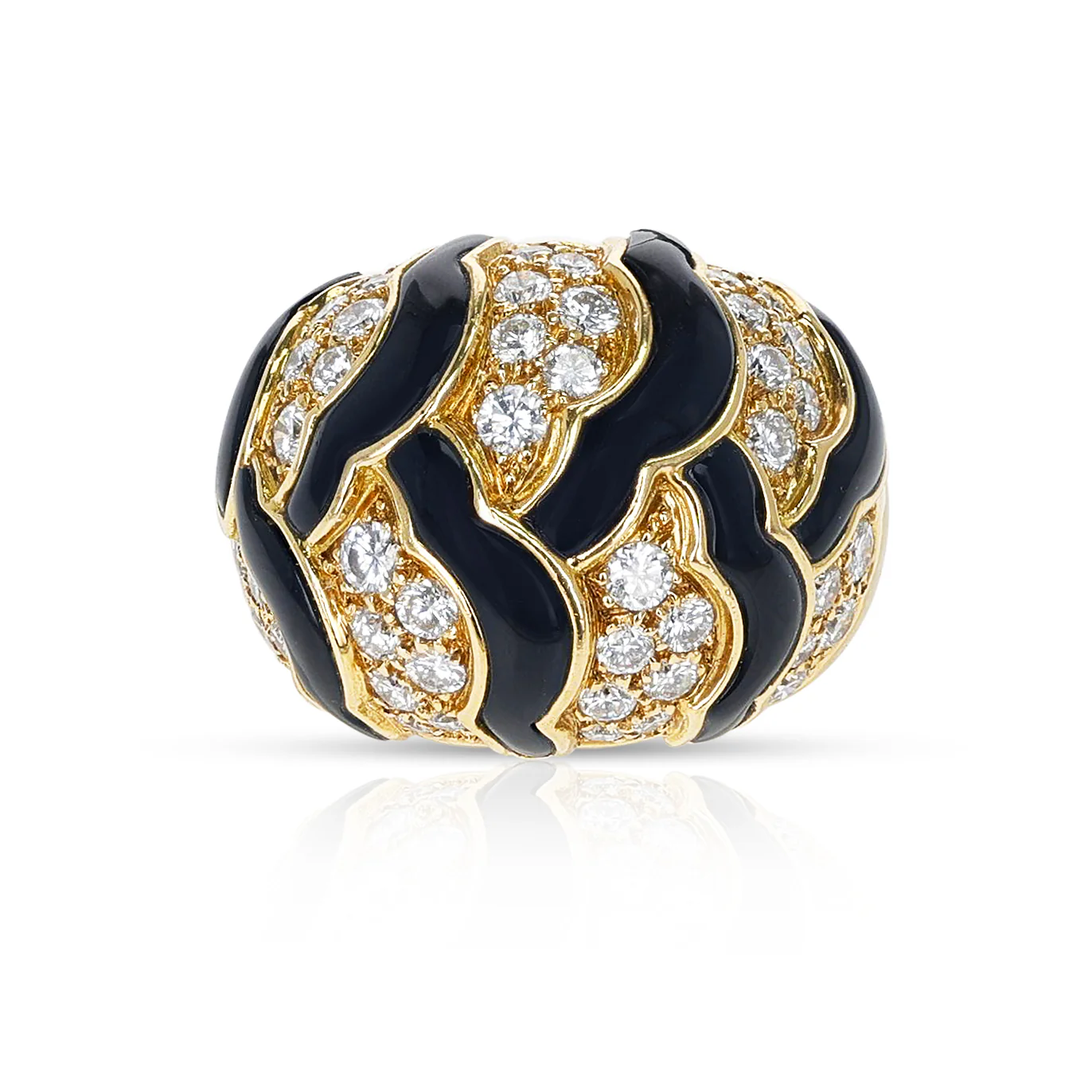 Van Cleef & Arpels Black Onyx and White Diamonds Dome Ring, 18K