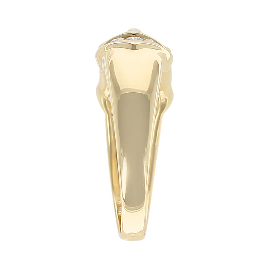 Wavy Two Row Diamond Baguette Ring with Round Diamonds, 18K Yellow Gold