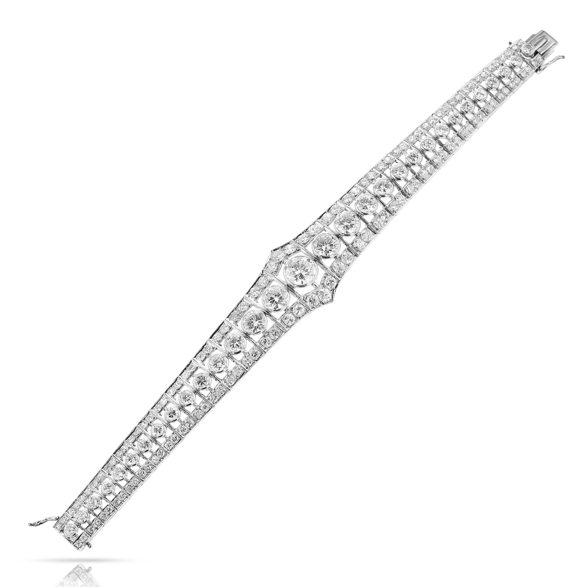 Mid-Century Old-European Cut Diamond Platinum Bracelet