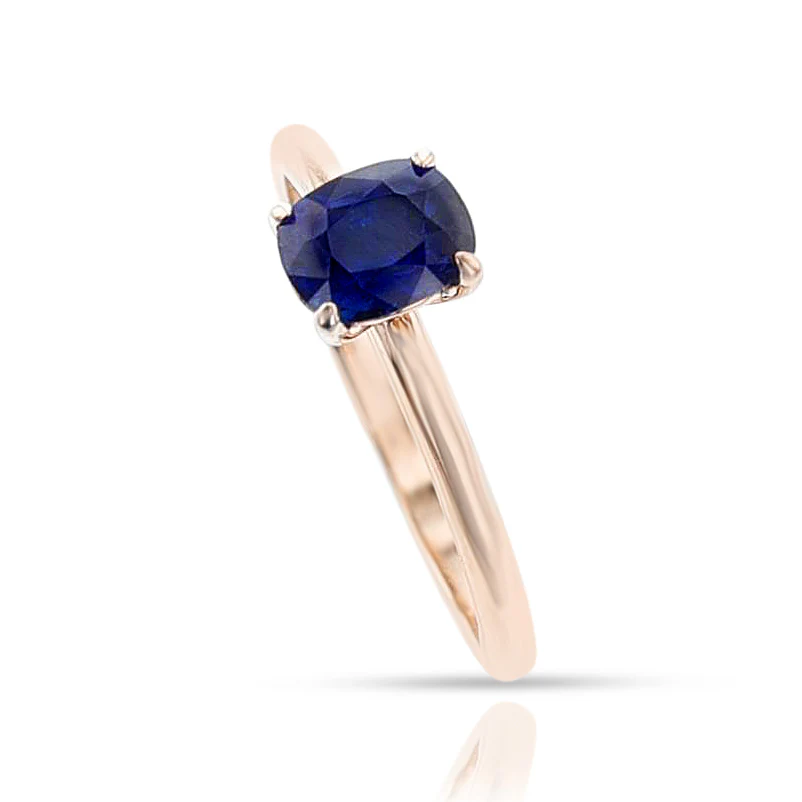GIA Certified 0.80 ct. Unheated Burma Sapphire Ring, 14k Rose