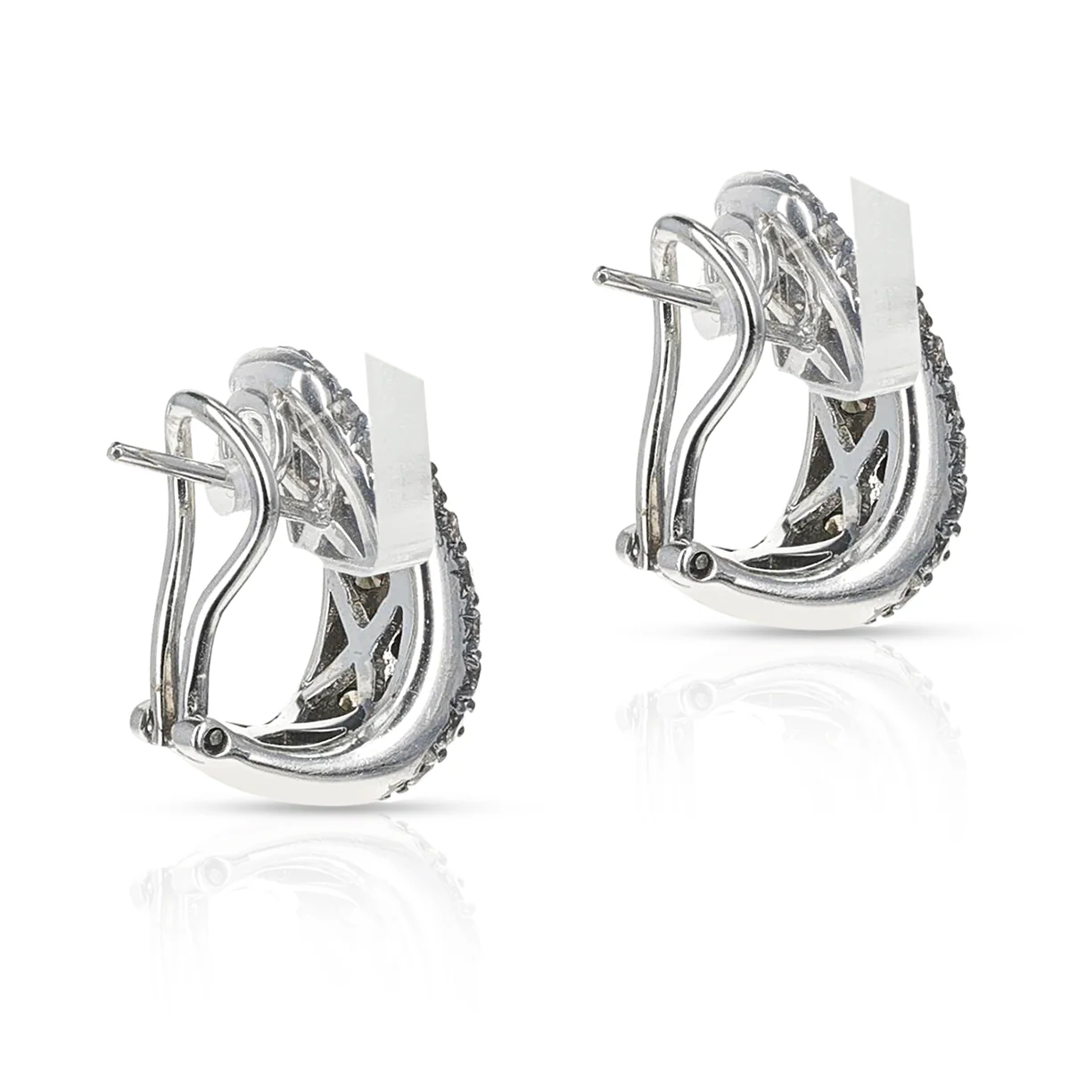 Tri-Floral Brown and White Diamond Earrings, 18K
