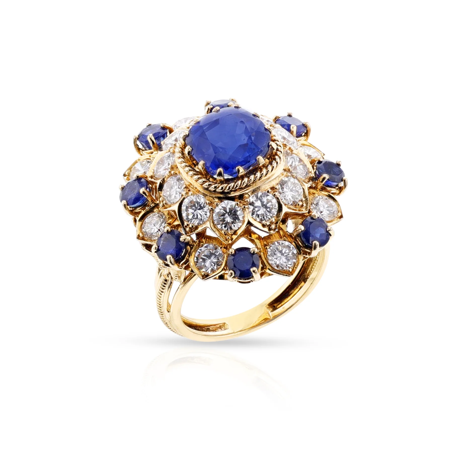 Vourakis Certified Unheated Sapphire and Diamond Earrings, Brooch, and Ring Suite 18k
