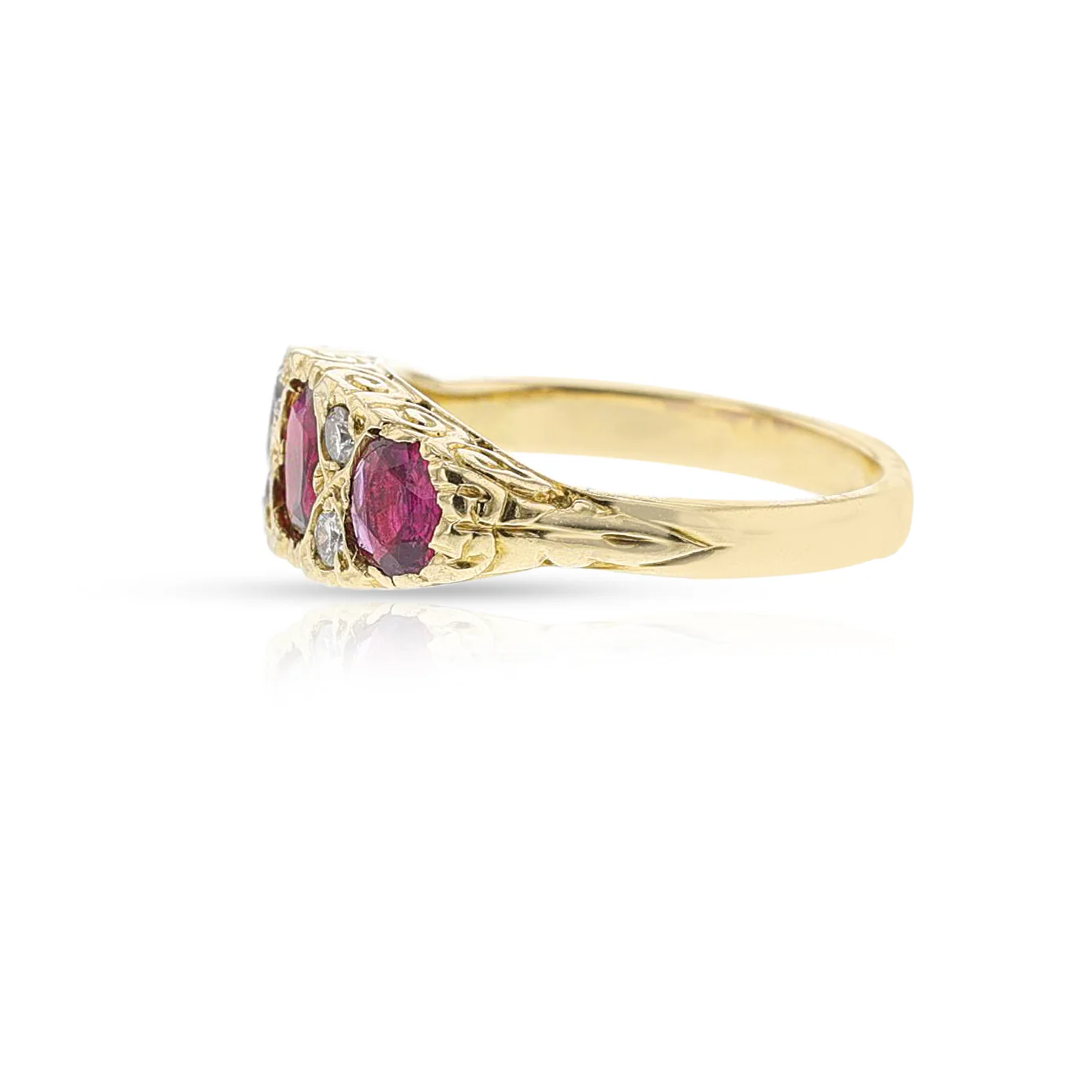 Three-Stone Ruby and Diamond Ring, 18k