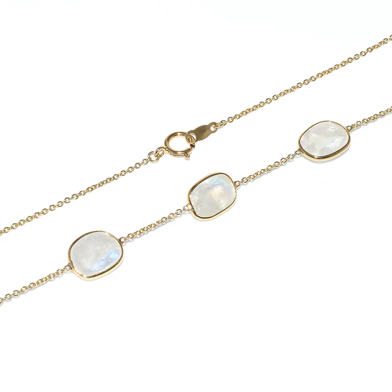 Mixed Cut Large Gemstone Necklace, 18k