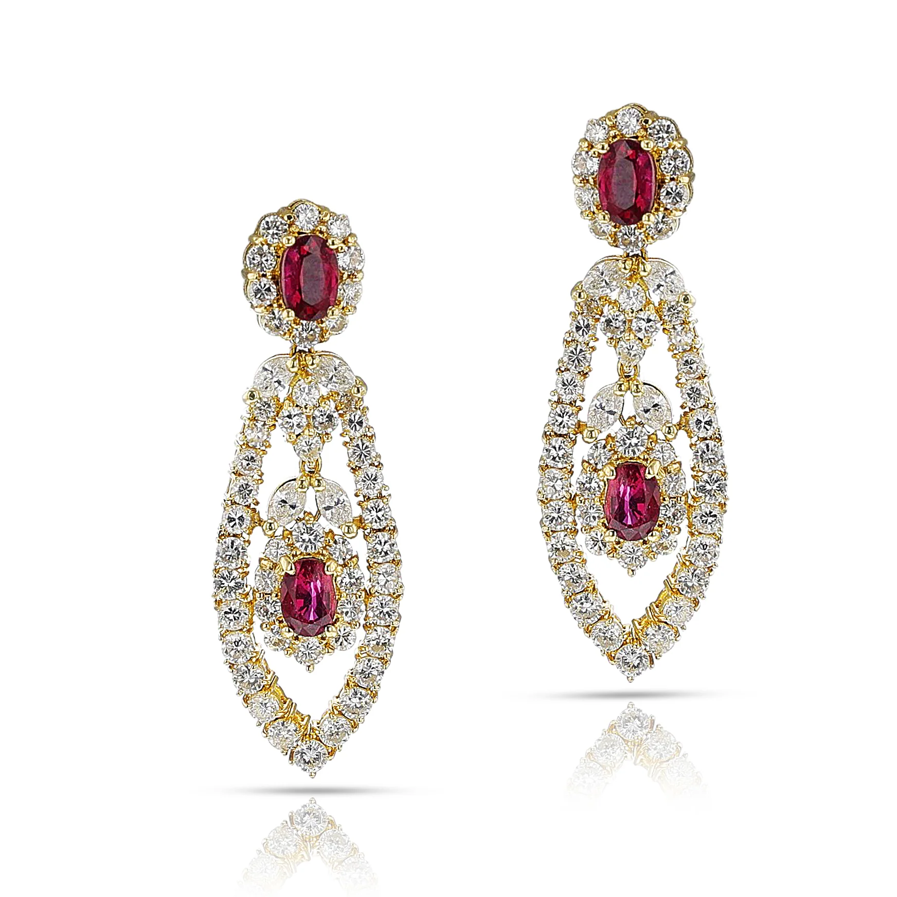 Ruby and Diamond Chandelier Earrings, 18k