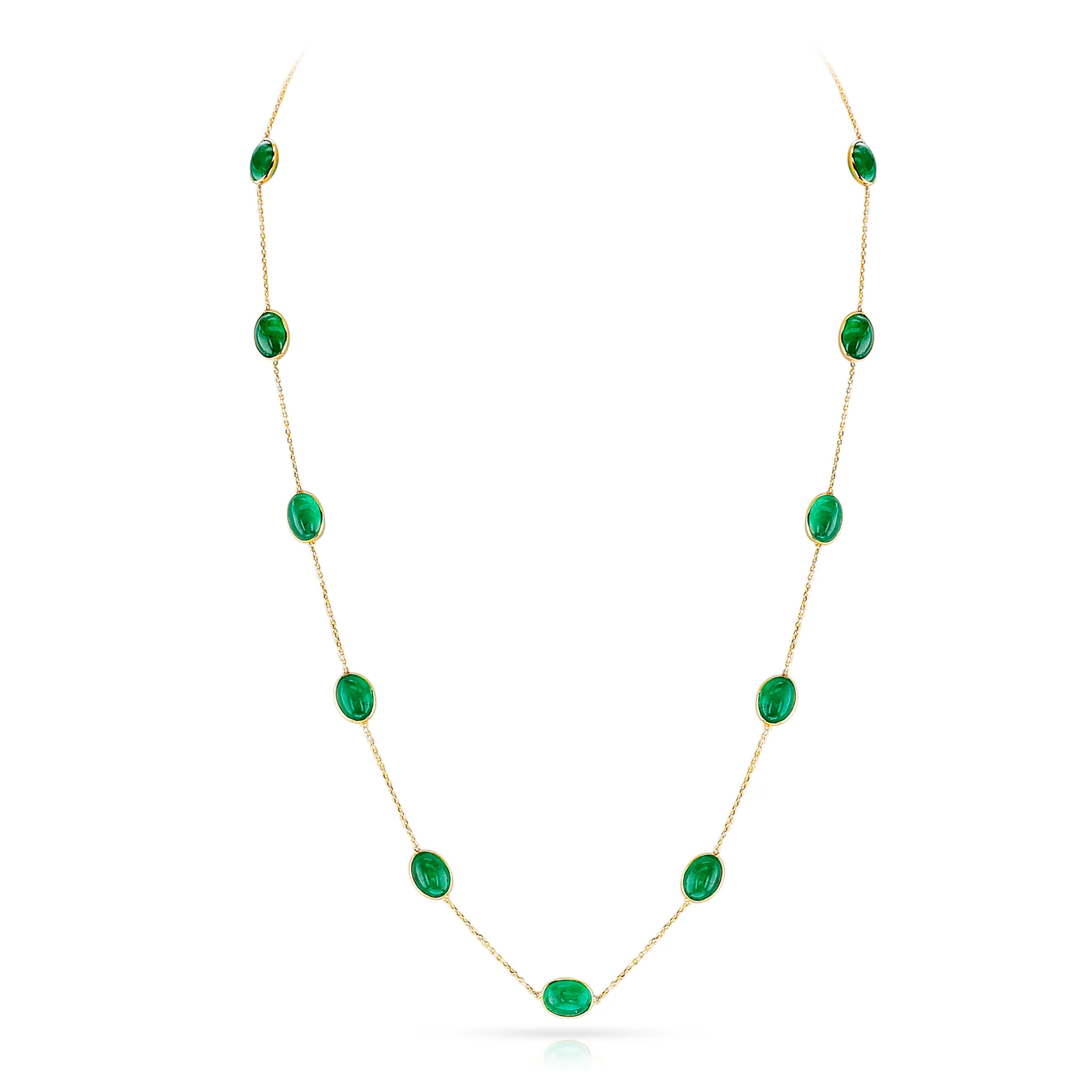 Large Emerald Oval Necklace, 18k