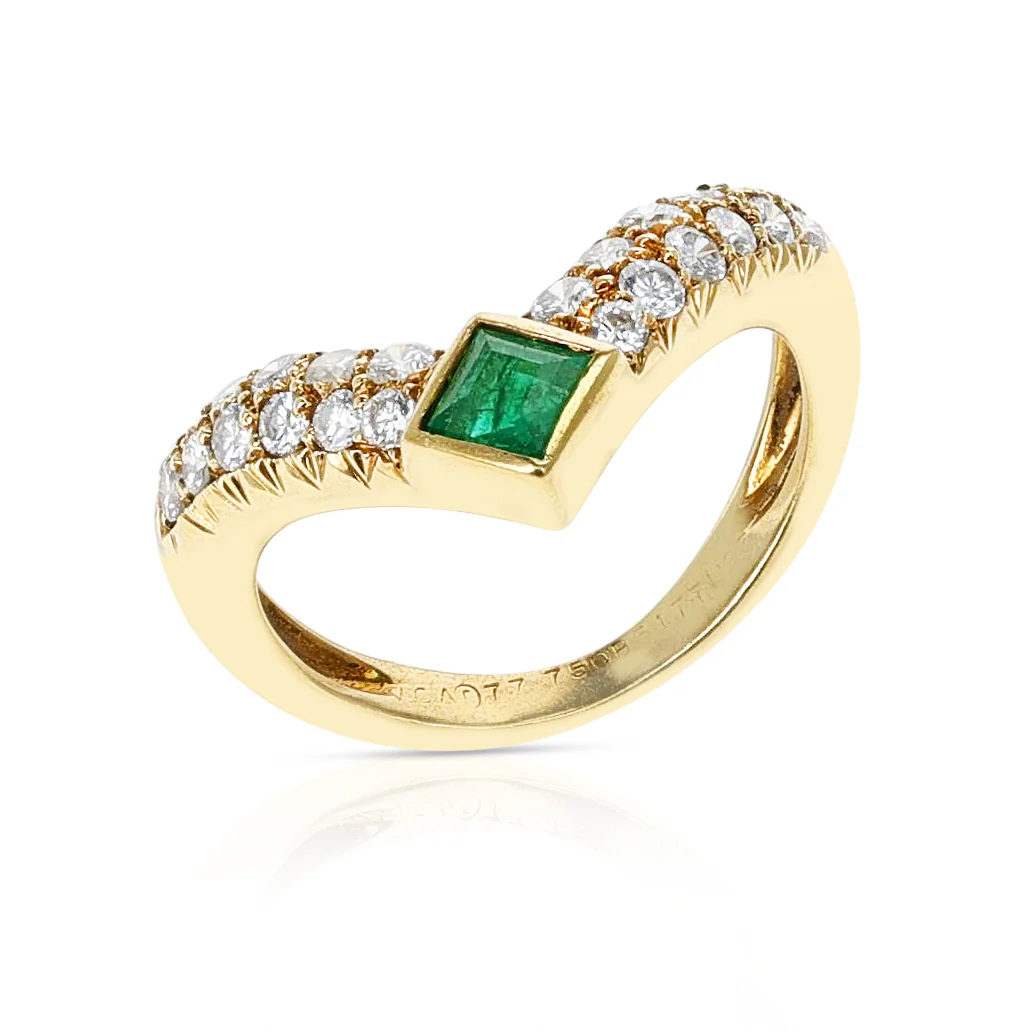 Van Cleef & Arpels Emerald Ruby Sapphire and Diamond Three Band Stacking Ring