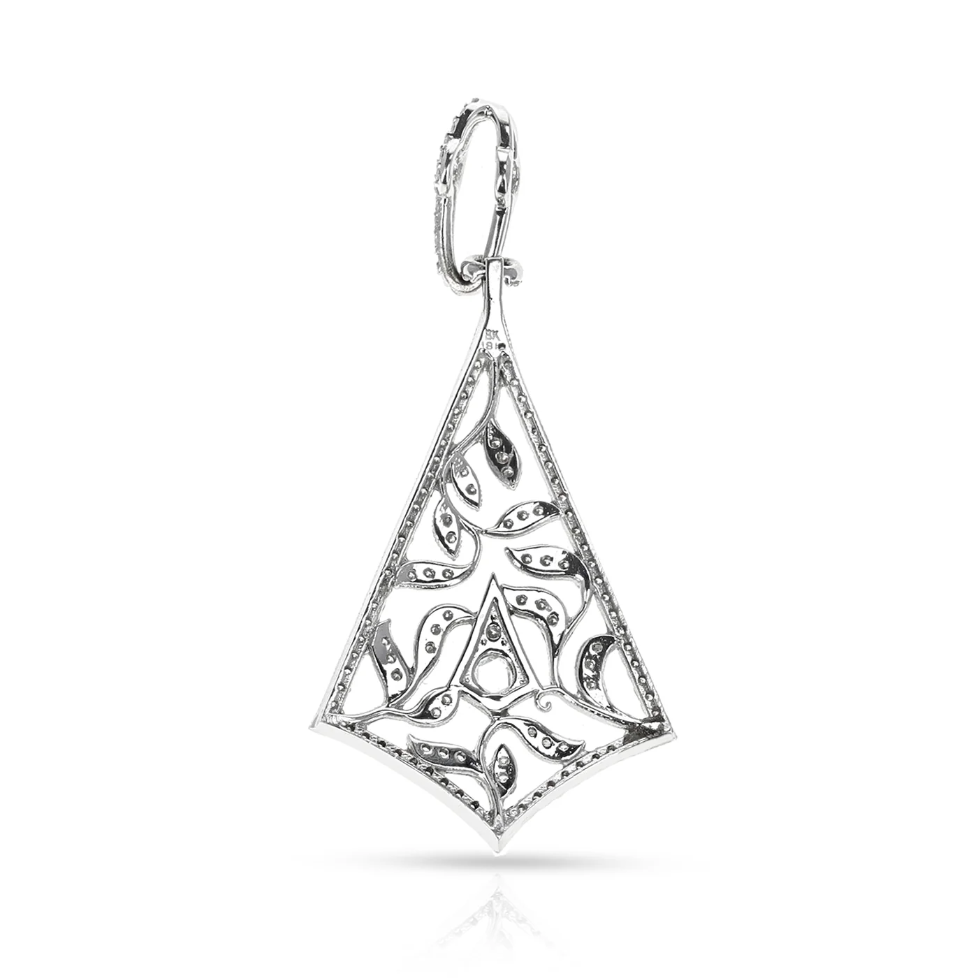 Diamond Rose Cut and Round Diamond Kite-Shape Pendant