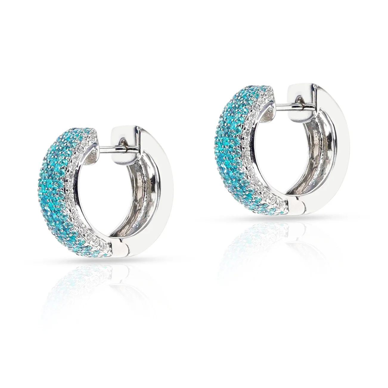 Brazilian Paraiba and Diamond Hoop Earrings, 18k