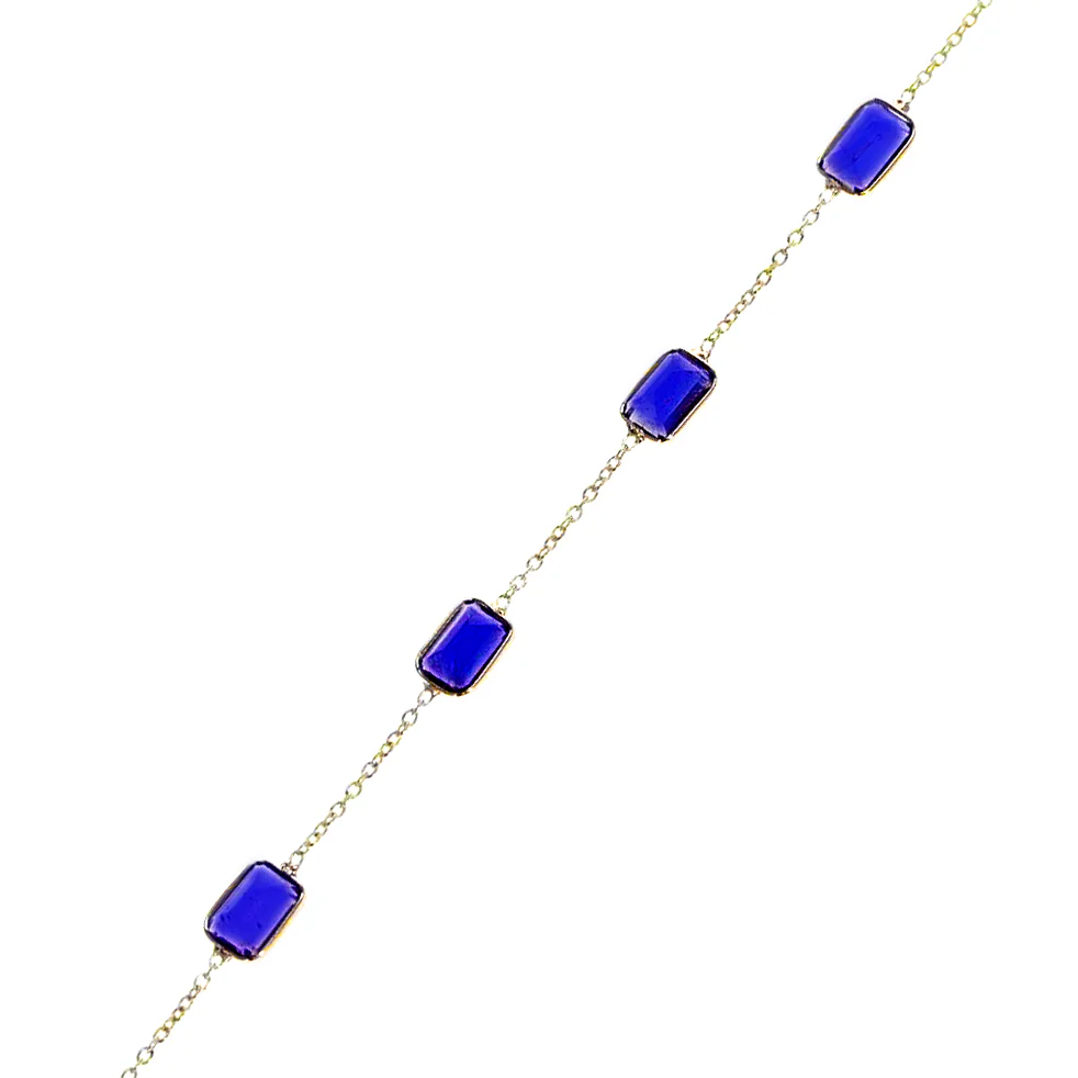 Rectangular Iolite Bracelet, 18k Yellow Gold