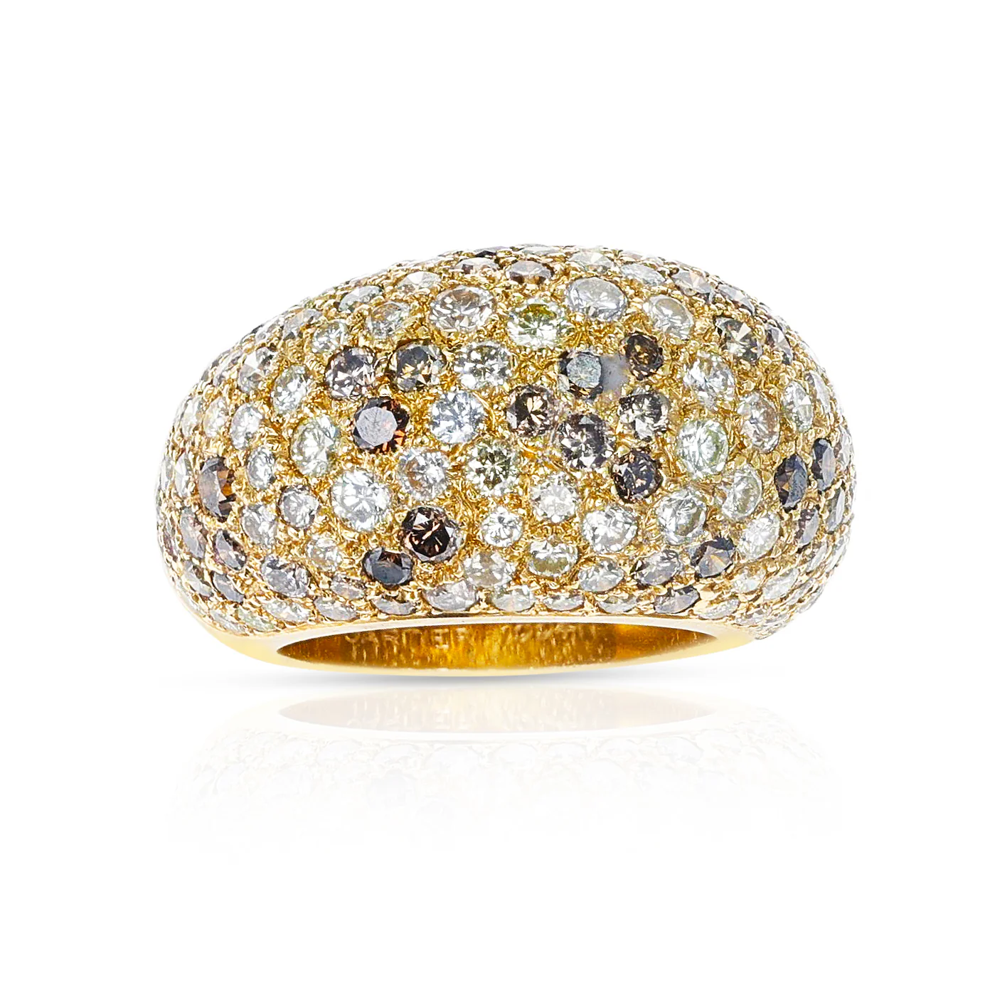 Cartier Fancy Color Diamonds Bombé Ring, Part of Matching Earrings, 18k