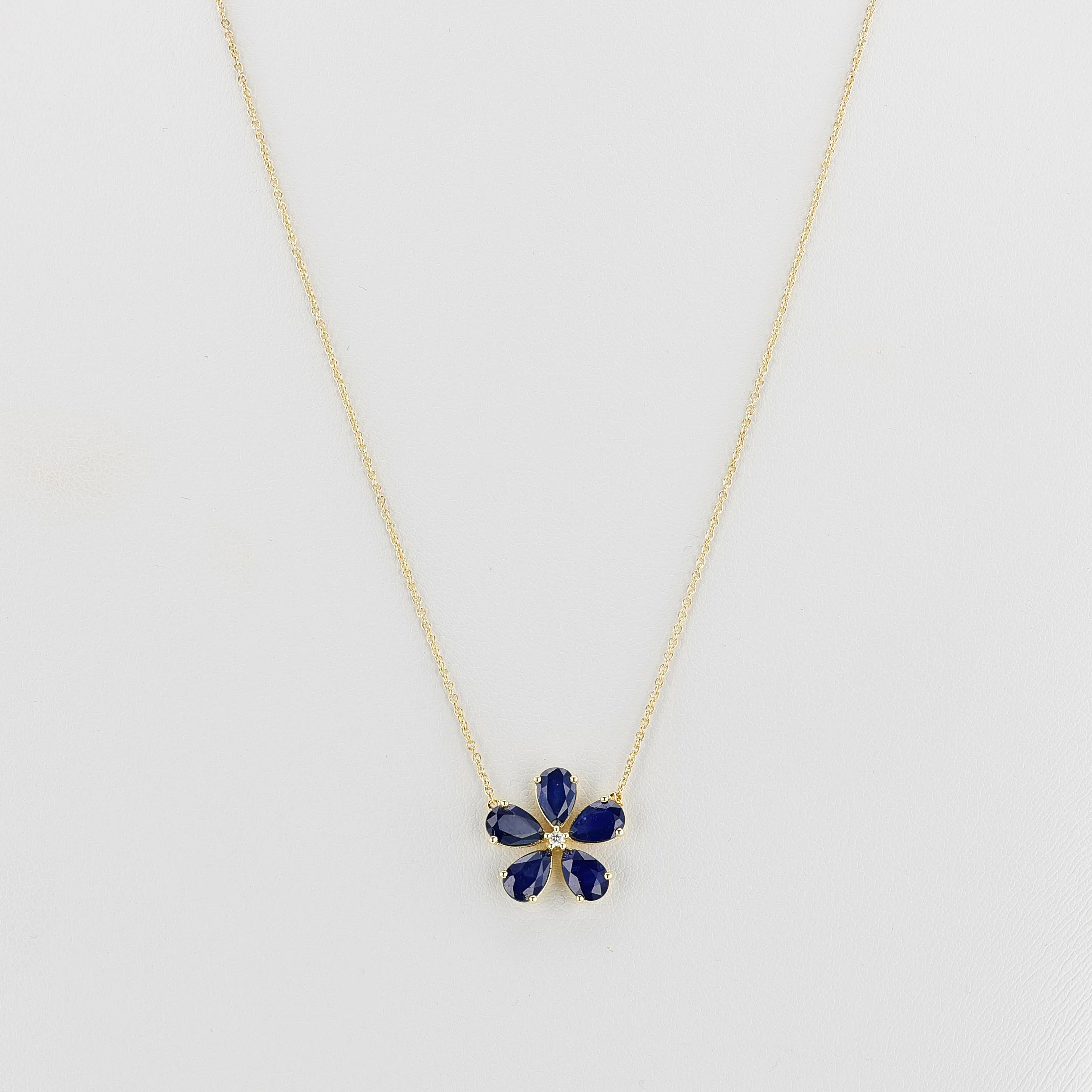 Floral Sapphire and Diamond Pendant Necklace, 18k